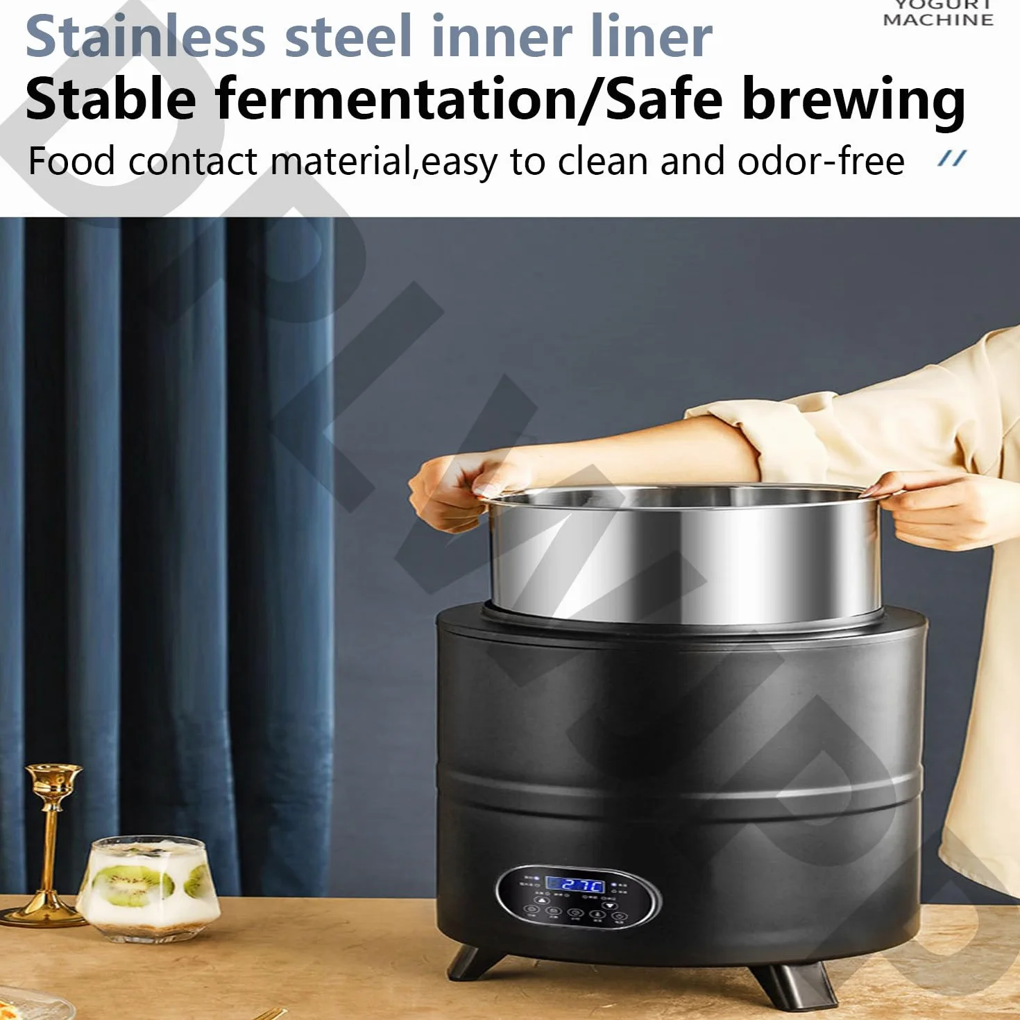 Komora fermentacyjna do czarnego czosnku 8l/12l Maszyna do fermentacji jogurtu z kontrolą czasu i temperatury 360° Fermentacja w stałej temperaturze do domowego użytku 12L-Black