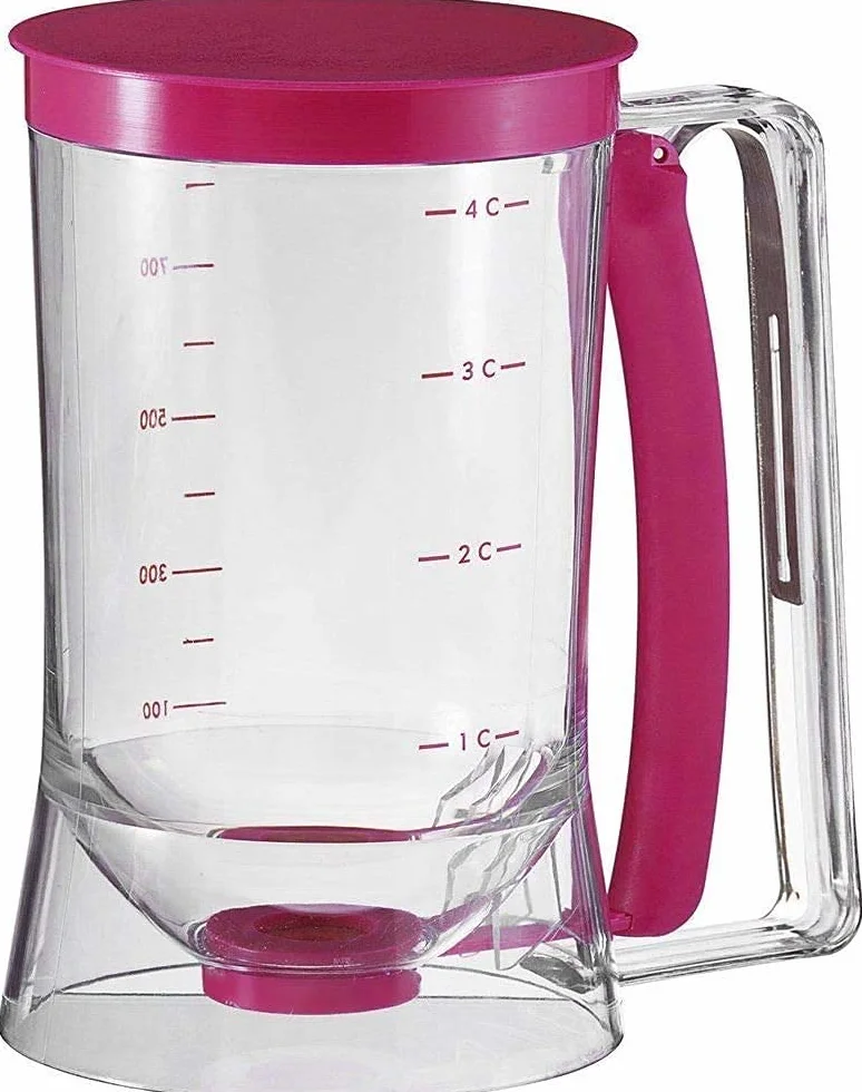 Dozownik do ciasta z pokrywką i skalą do pieczenia ciast, "zrób to sam", do robienia ciast, naleśników, muffinek, gofrów, 900 ml
