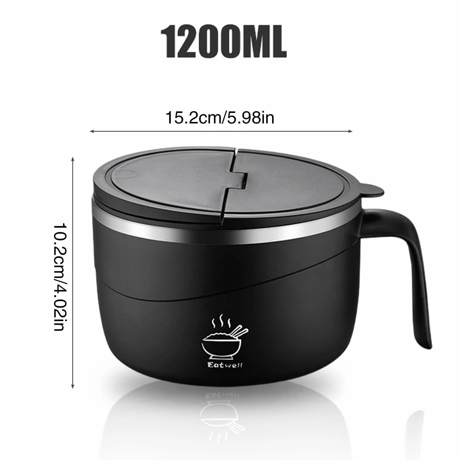 Zestaw misek na makaron, przenośne kubki do zupy 1200 ml, z pokrywką i widelcem, odporne na wysokie temperatury, do ryżu, pho, makaronu, płatków owsianych, sałatek, idealne do domu, pokoju w akademiku