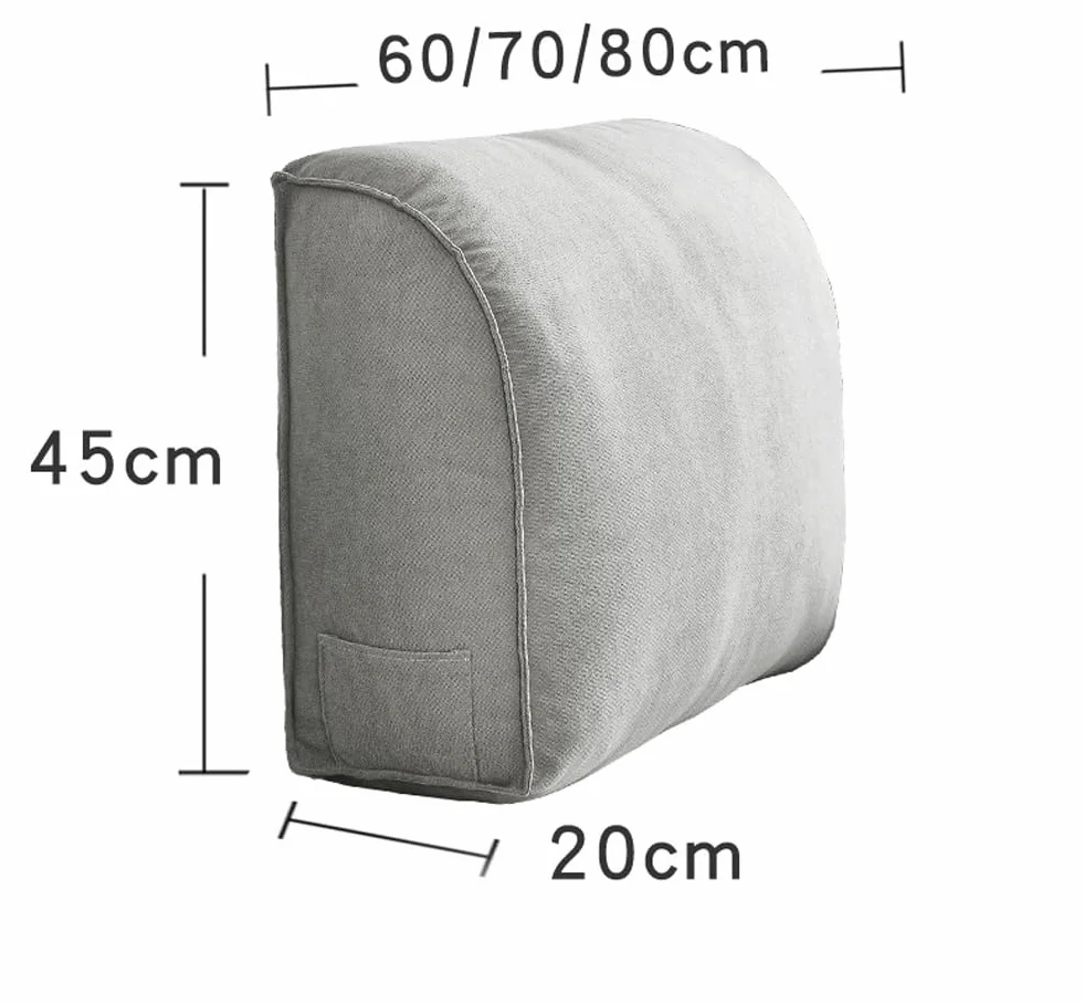 Bardzo gruba poduszka na łóżko – podparcie lędźwiowe, na sofę, do czytania, talia i zagłówek ze zdejmowaną poszewką (błękitny, 80 x 45 x 20 cm)