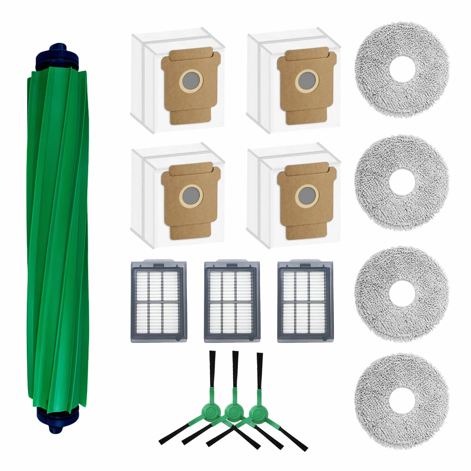 MMOBIEL Części Zamienne do iRobot Roomba Plus 505&405 Combo – 1 Szczotka Główna, 3 Filtry, 4 Szczotki Boczne, 4 Worki na Kurz, 4 Nakładki do Mopa