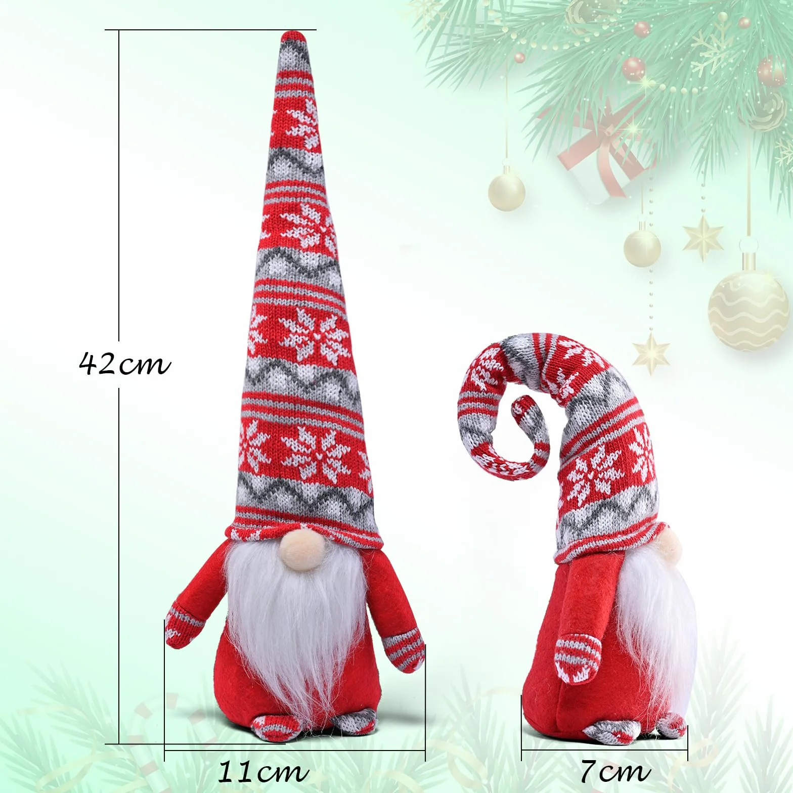 Świąteczny skrzat, figurki skrzatów do dekoracji świątecznych, 42 cm wysokości Santa Tomte Gnome do dekoracji świątecznych