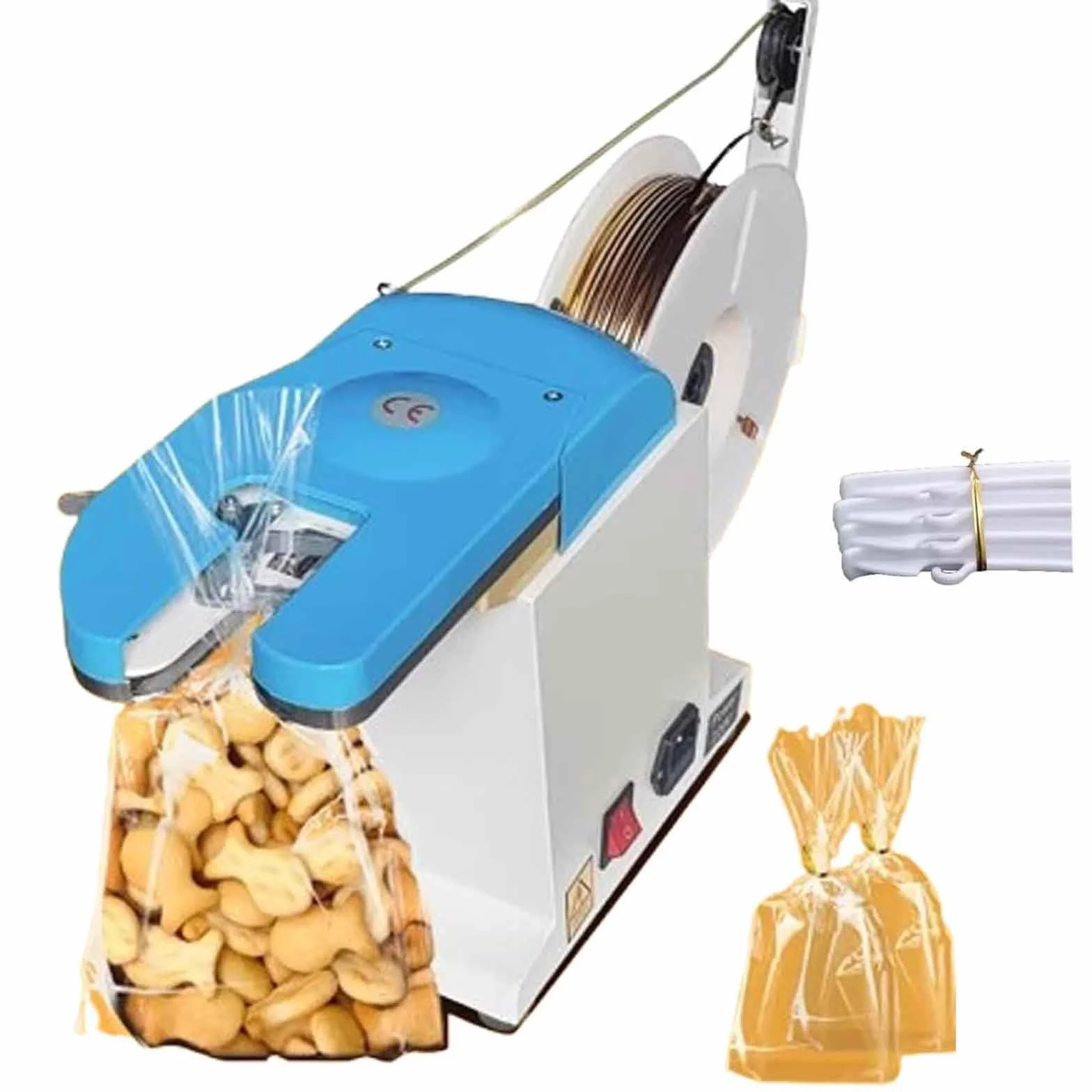 Automatyczna maszyna do wiązania twist, 70 mm, półręczny zgrzewarka do torebek z 4 rolkami, elektryczna zgrzewarka do torebek do cukierków, chleba, zabawek