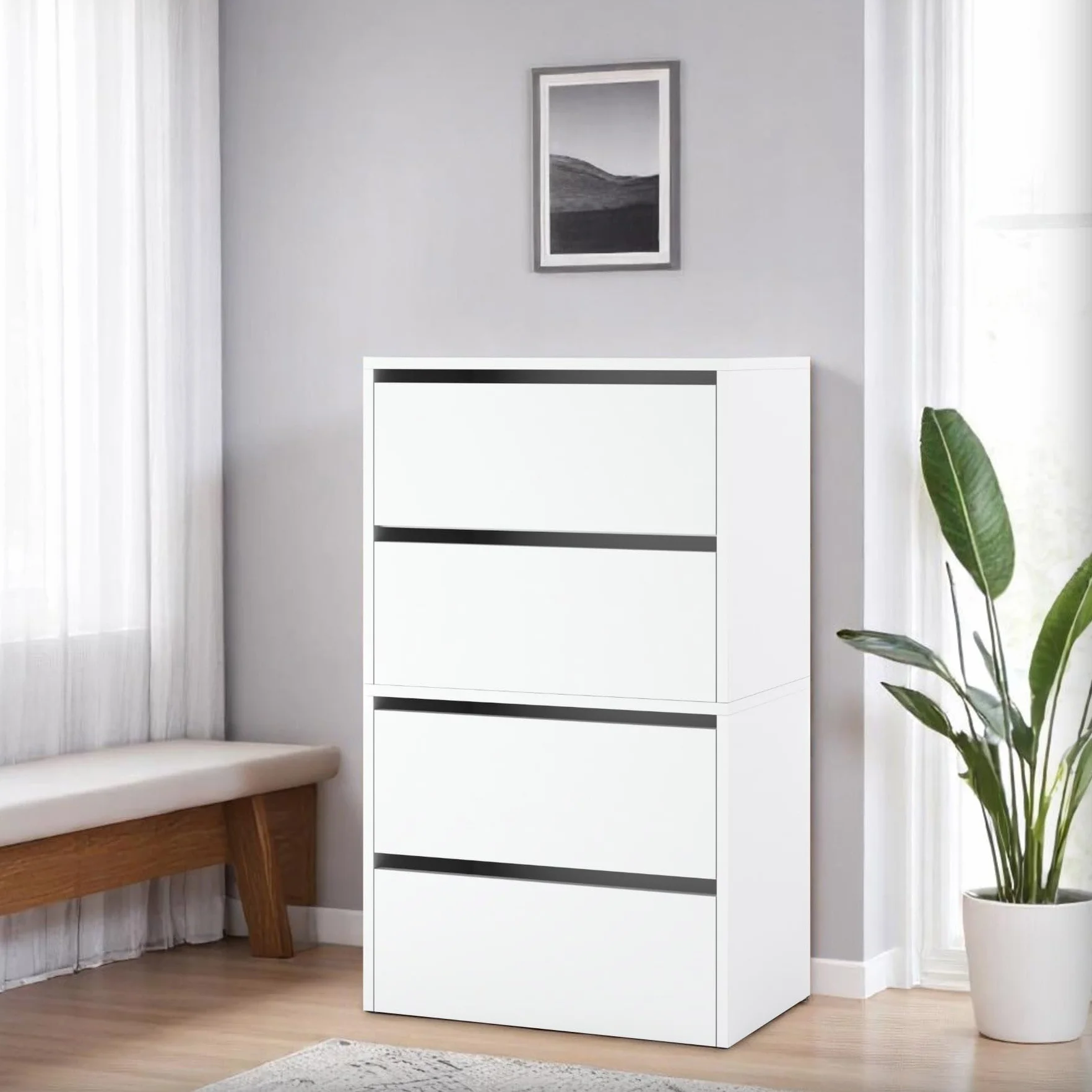 Szafka Na Buty Biała Regał Na Obuwie Do Przedpokoju 60cm Stojak Półka Biały