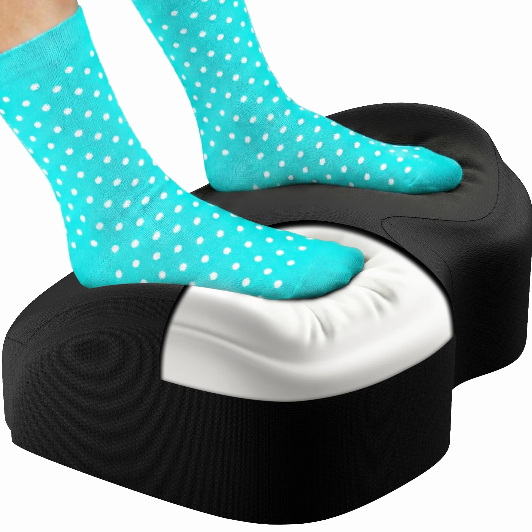 Everlasting Comfort Podnóżek pod biurko – wygodny podnóżek z pianki z pamięcią kształtu do biura i domu, zmywalny pokrowiec, antypoślizgowa podstawa, regulowany podnóżek na biegunach, akcesoria do
