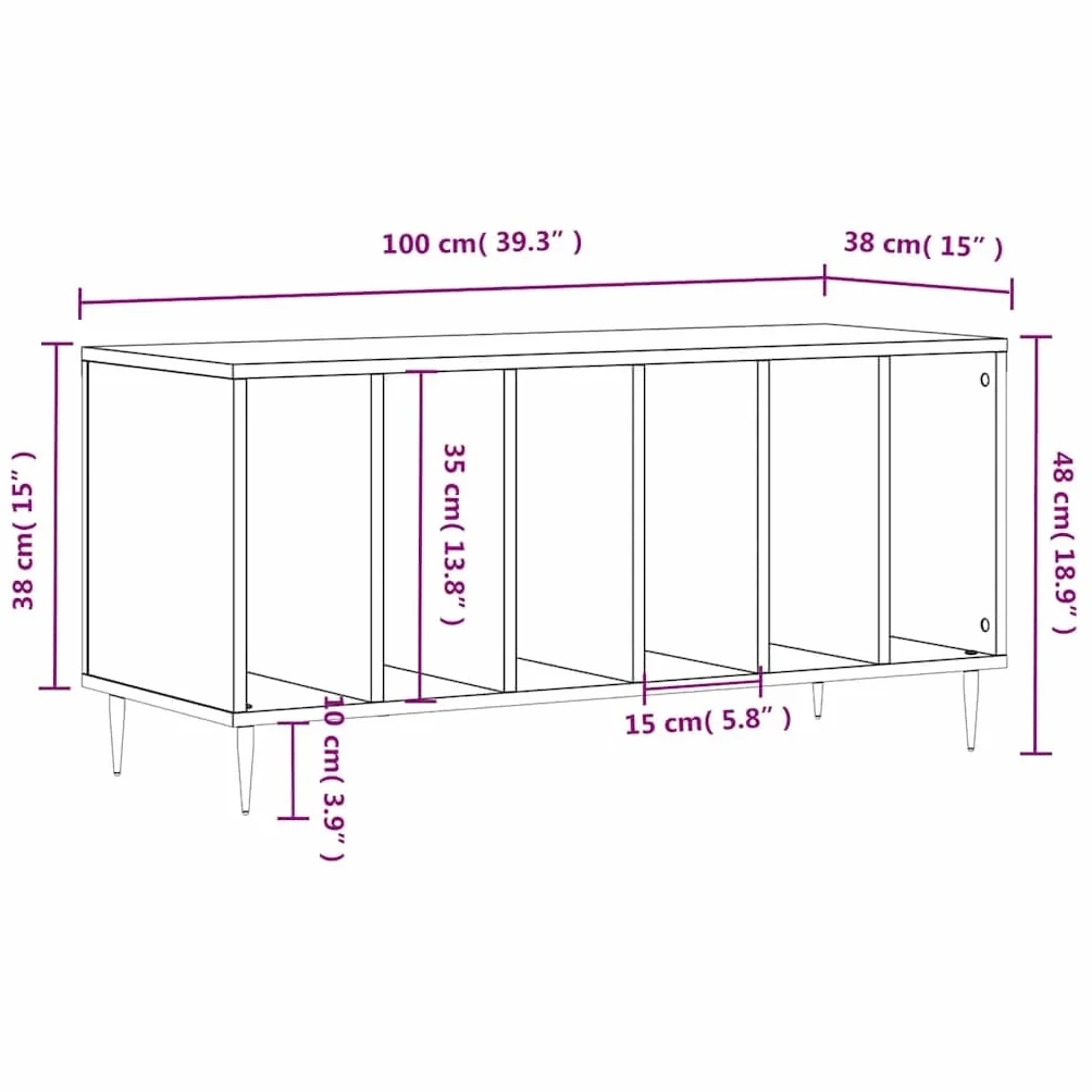vidaXL Szafka na płyty, szarość betonu, 100x38x48 cm, szafka na winyle, szafka RTV, szafka pod TV, szafka na płyty winylowe, szafka multimedialna