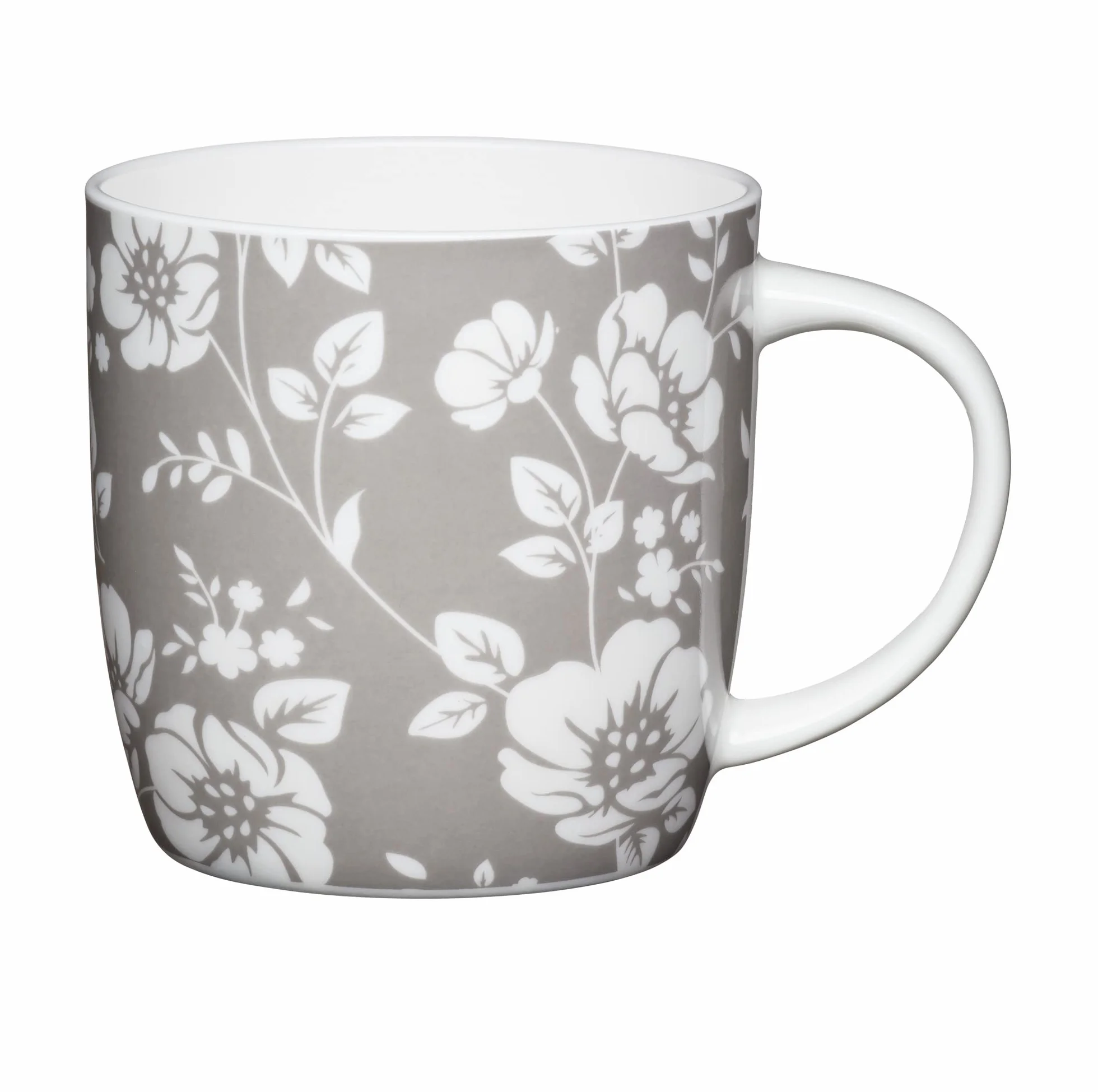 KitchenCraft Chiny kwiatowy wzór beczki kubki w kształcie kwiatu, kolor szary/biały, 425 ml, zestaw 4 szt.