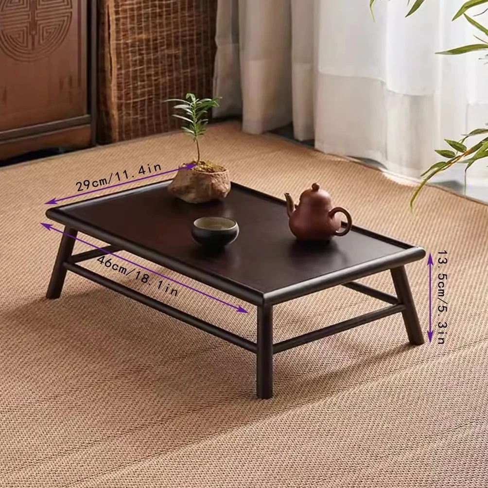 Japanese Style Wood Bench Stool Low Dining Table Floor Tea Table for Meditation