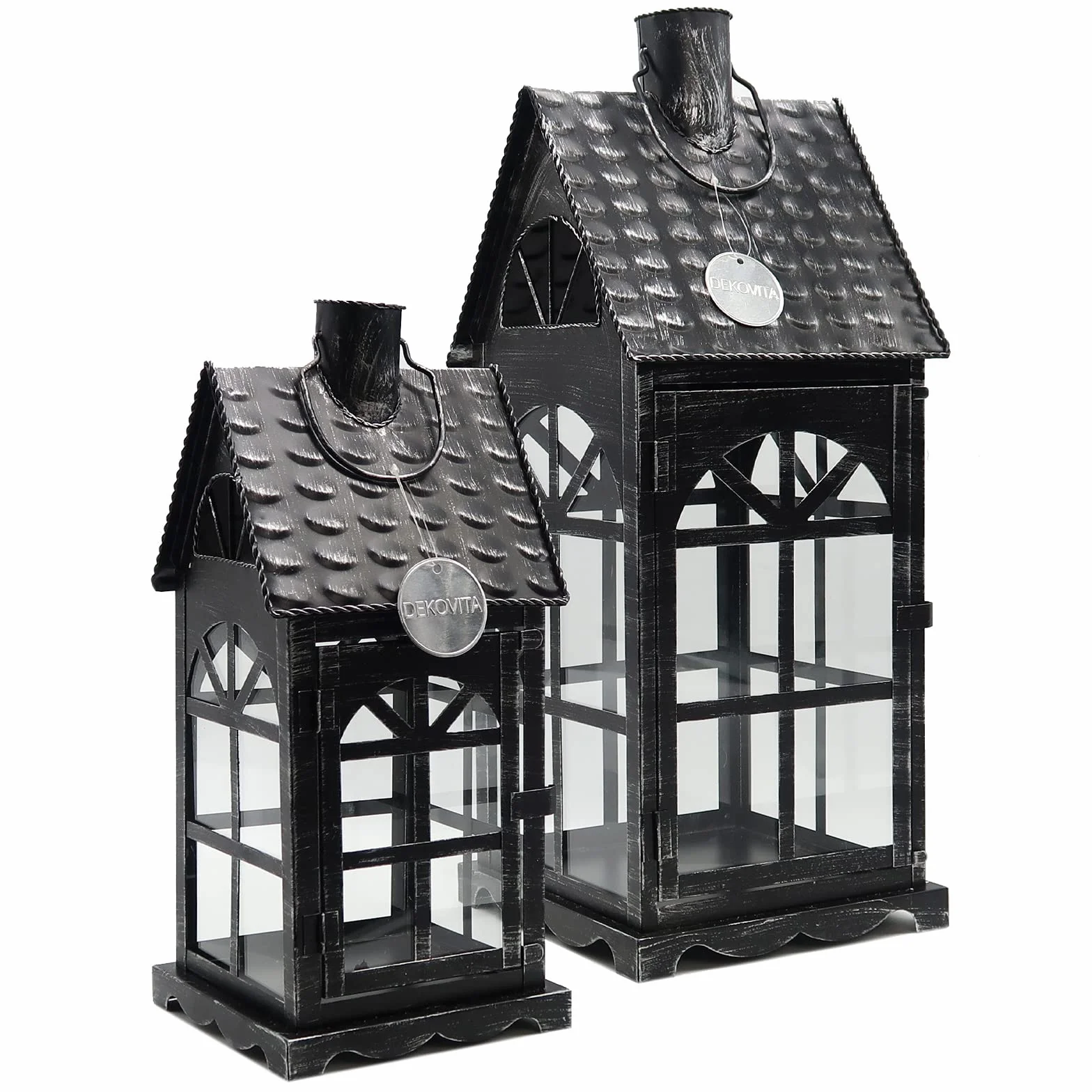 Dekovita metalowe Latarni 35cm/50cm światło Dom - Latarnia świecznik z szklanymi - Deco Lampa Lampion na świece