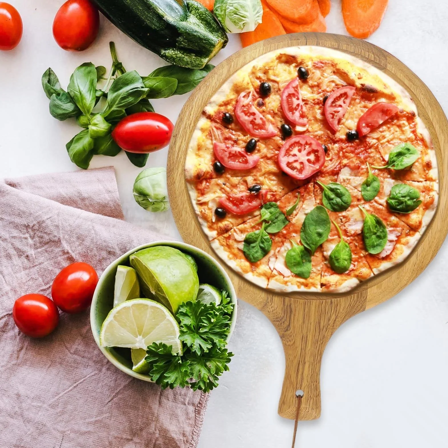 Deska do krojenia drewniana deska do krojenia wiosło z uchwytem kuchenne deski do krojenia ser chleb pizza przekąska talerz do serwowania wędlin taca na mięso warzywa owoce