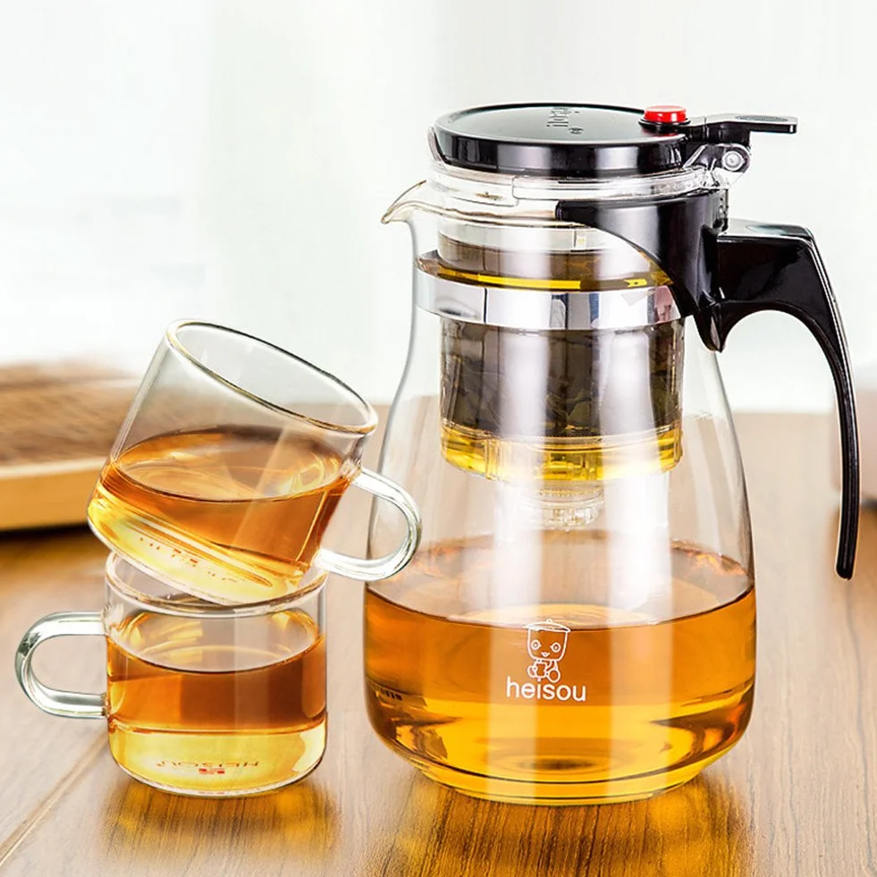 1000ML szklany czajnik z wyjmowanym infuserem, Kungfu Tea Art szklany czajnik ze stali nierdzewnej Dżanka filtracyjna ze stali nierdzewnej z infuserem (750ML)