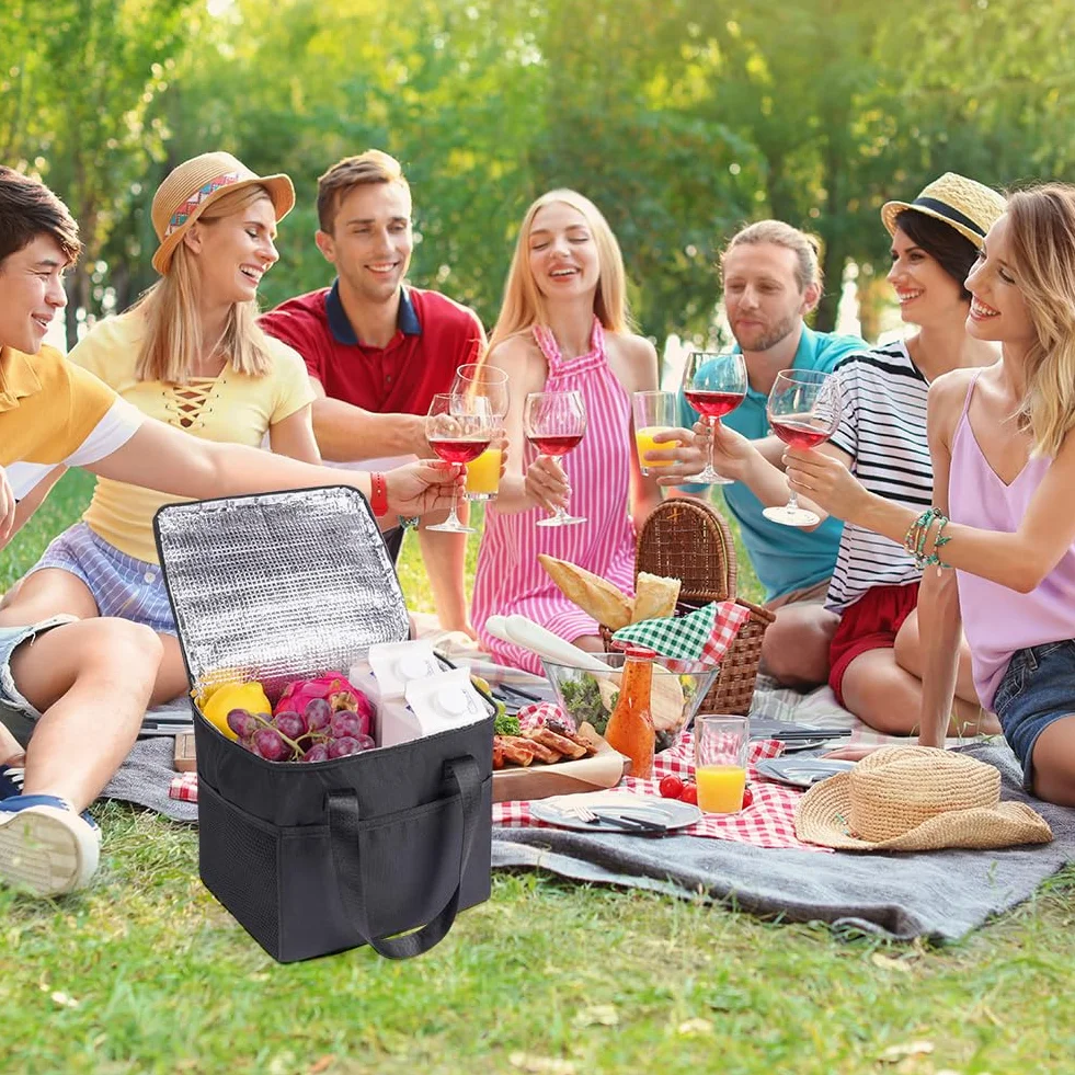 HOTUT Izolowana torba na lunch, 8 l, dla kobiet i mężczyzn, izolowana torba piknikowa, izolowana torba na lunch do wodoodpornej, składanej torby piknikowej, torba chłodząca do pracy, piknika, na