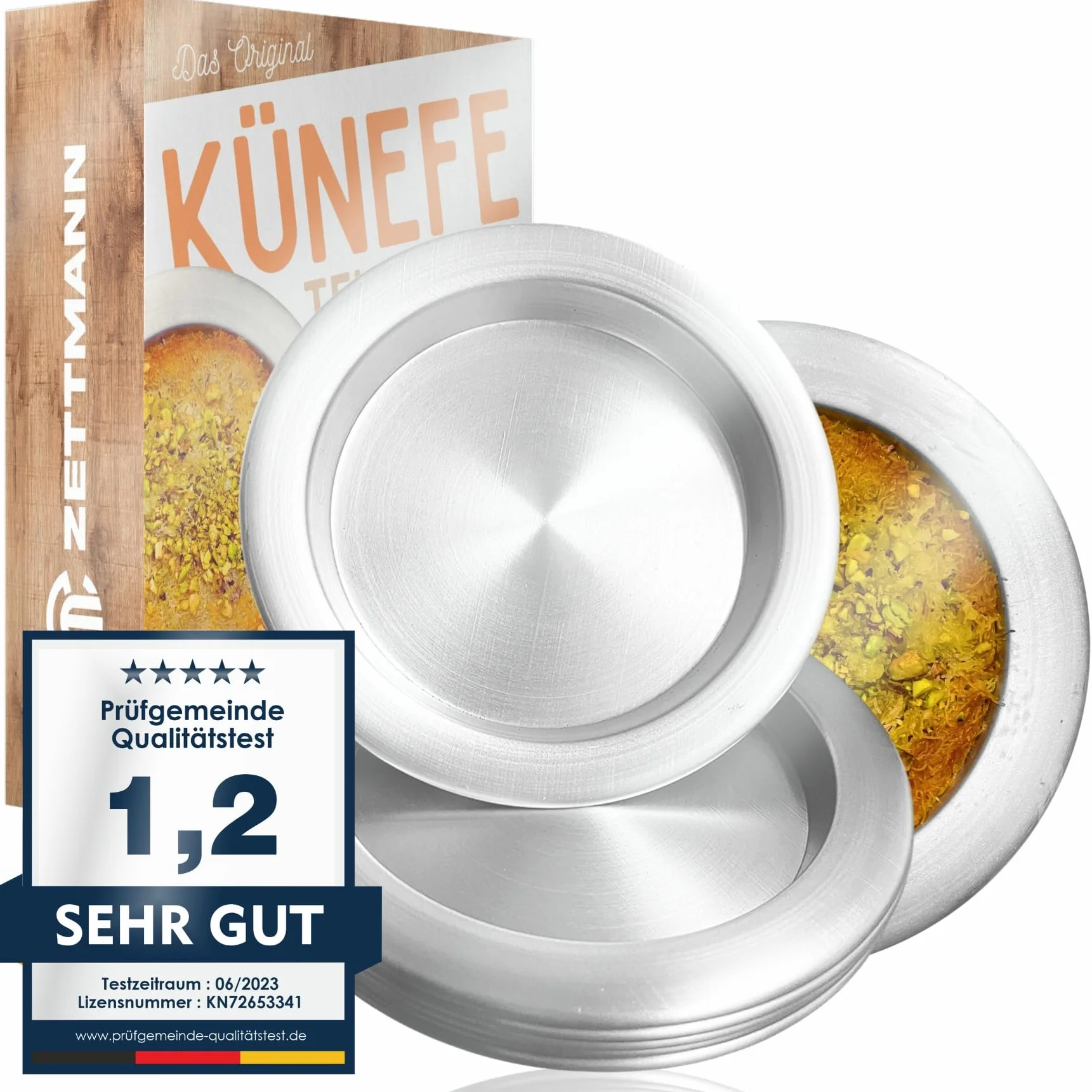 Zestaw 2 talerzy Künefe Kadayif nici do ciasta - Künefe Tabagi, kształt, Künefe Tepsisi z aluminium