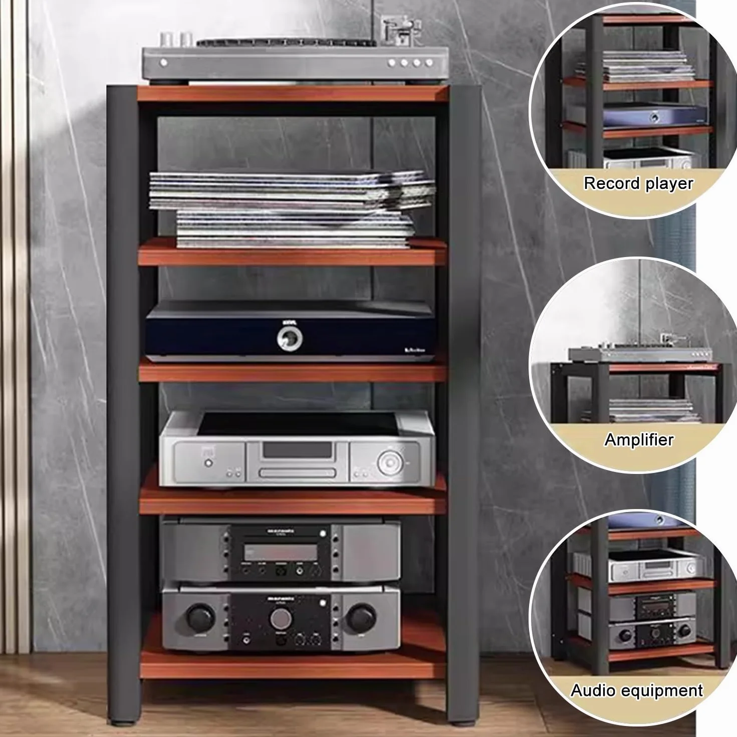 Szafka audio HiFi Rack, 2/3-poziomowe półki stereo z regulowanymi półkami, stojak pod telewizor/półka pod sprzęt audiowizualny, przechowywanie nośników multimedialnych na gramofony, wzmacniacze,
