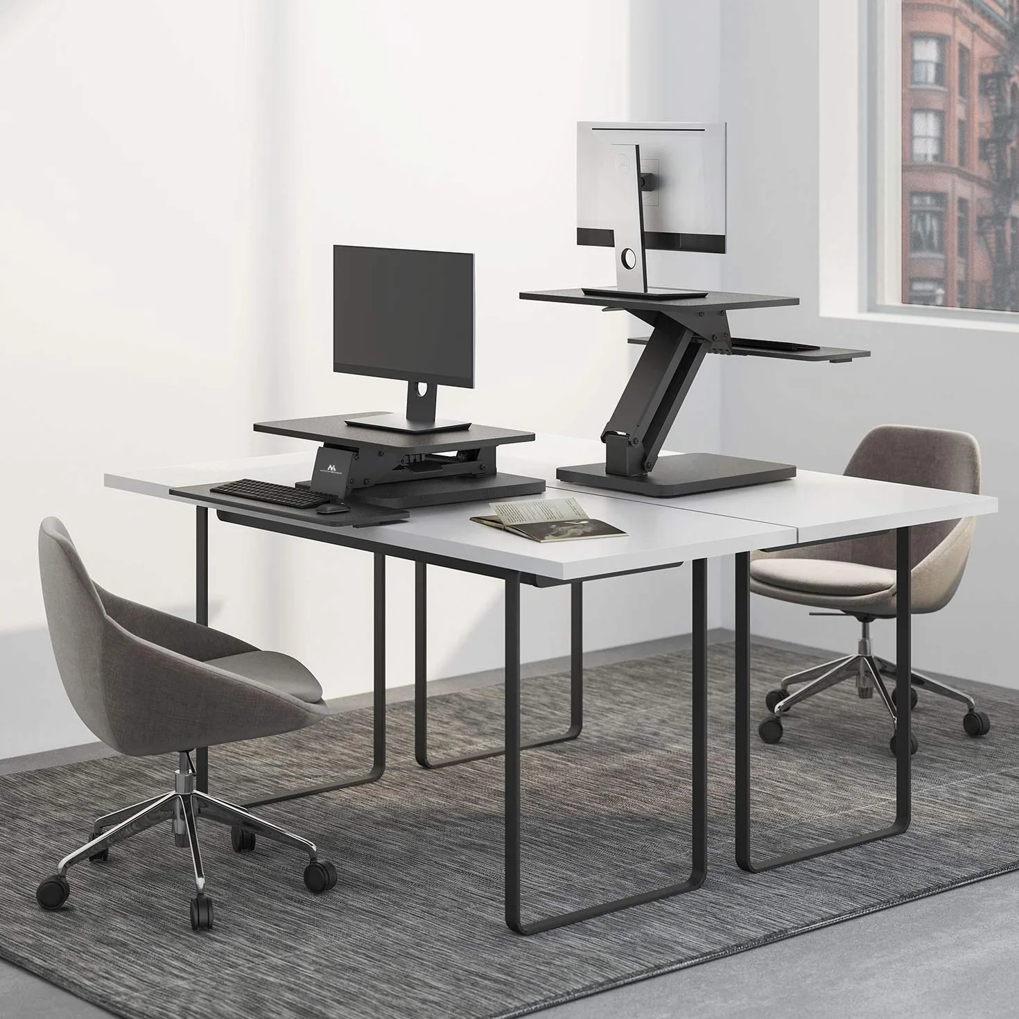 Maclean MC-882 Podstawka na Monitor i Klawiaturę z Sprężyną Gazową Ergonomiczna