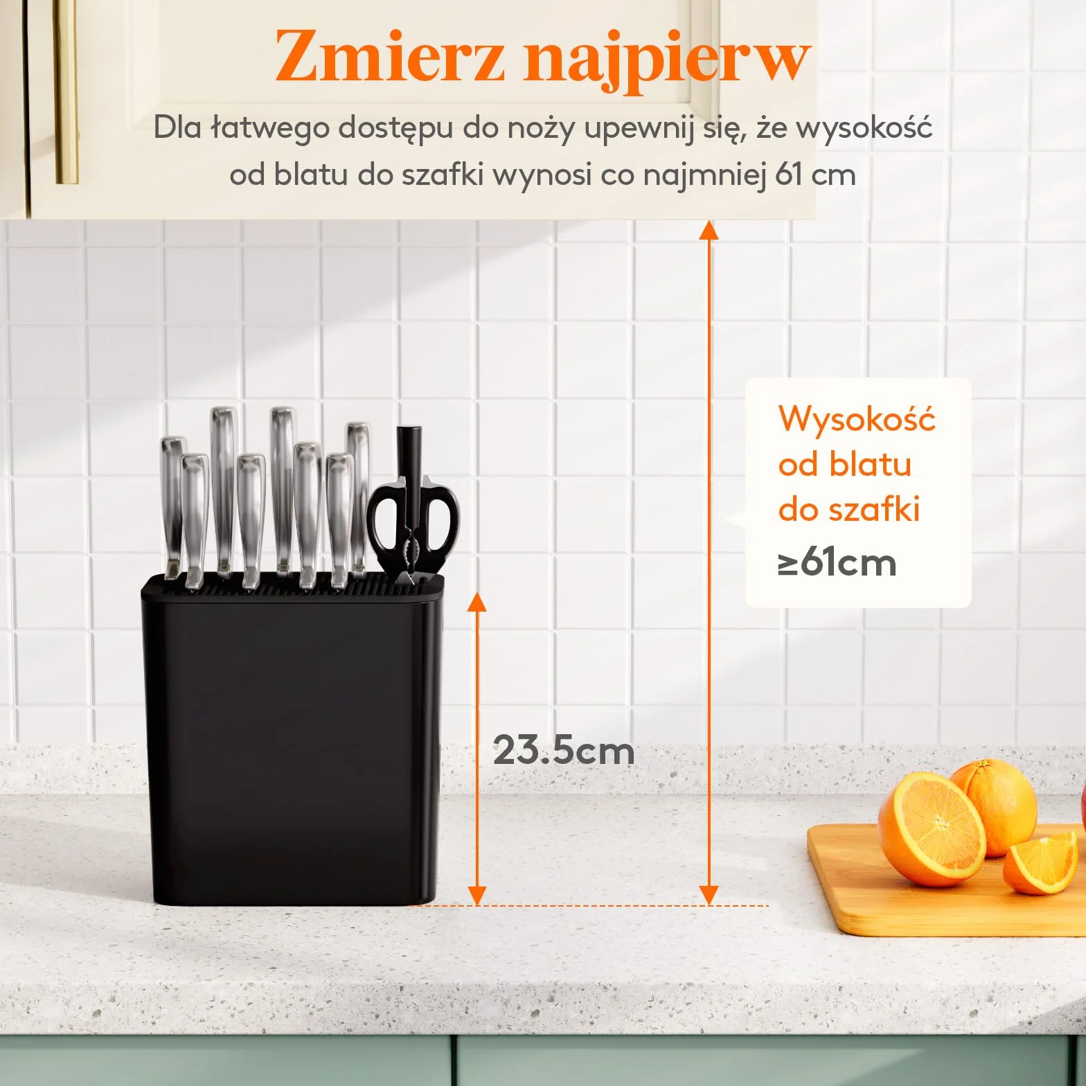 Lifewit Blok na noże bez noża, uchwyt na 25 noży z otworem na nożyczki i ostrzałkę do noży, stojak na noże z tworzywa sztucznego z otworami odpływowymi i antypoślizgowymi nóżkami do blatu kuchennego