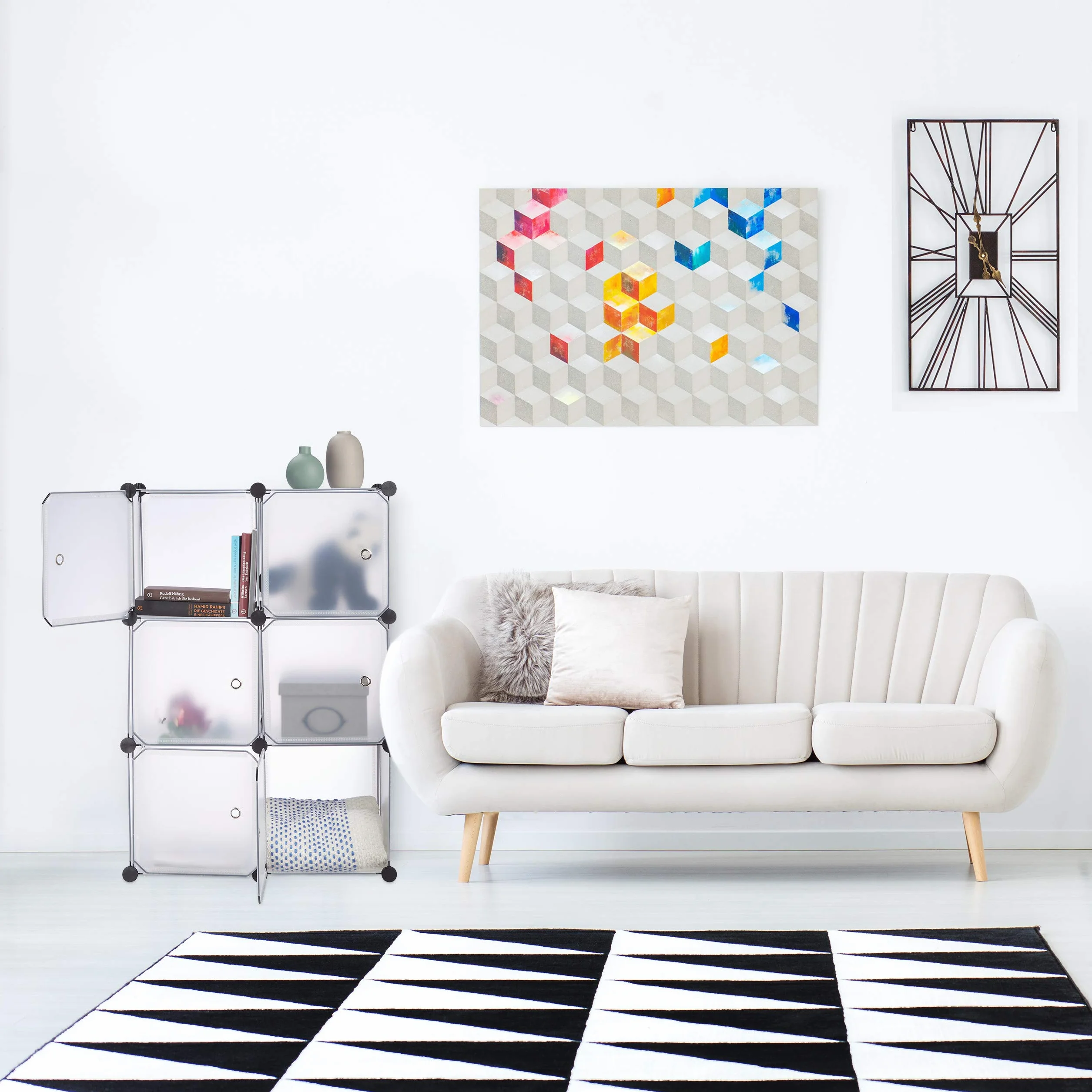 Relaxdays System regałów z 6 drzwiami HWD 97,5 x 66 x 32 cm przezroczysty