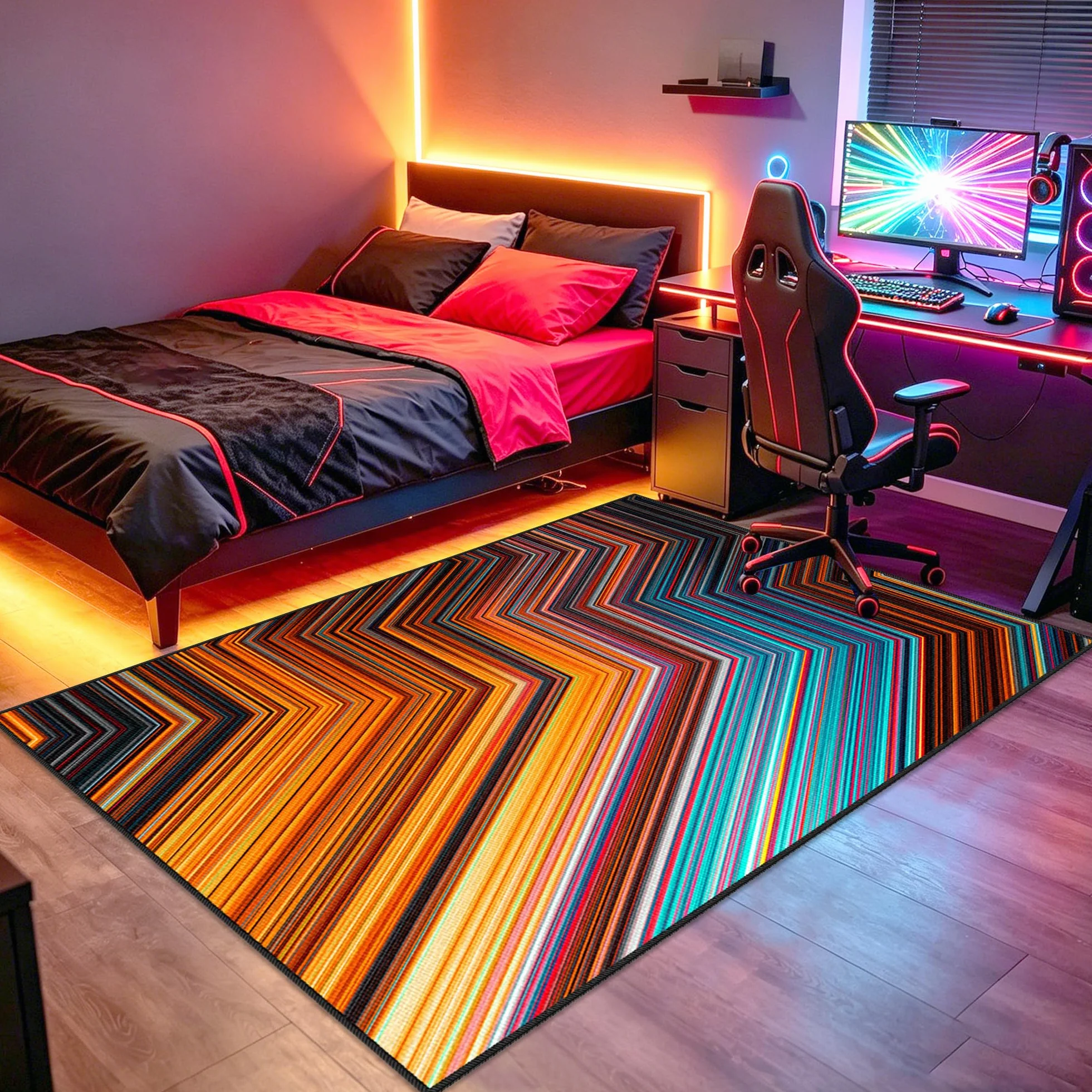 Mata do zabawy do pokoju chłopięcego mata do zabawy 170 x 200 cm Mata podłogowa do gier, mata podłogowa e-sportowa mata na krzesło do gier Salon mata ochronna na podłogę do gier 3D do jadalni