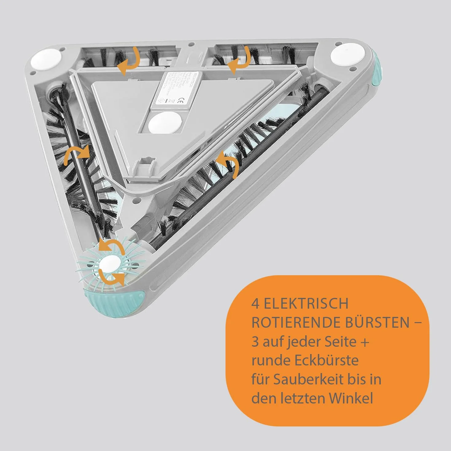Elektryczny Mop do Podłóg - 4 Obrotowe Szczotki 360º z Pojemnikiem - Bezprzewodowa Zamiatarka z Oświetleniem LED - Składany Mop idealny do Drewna, Płytek, Laminatu i Dywanów