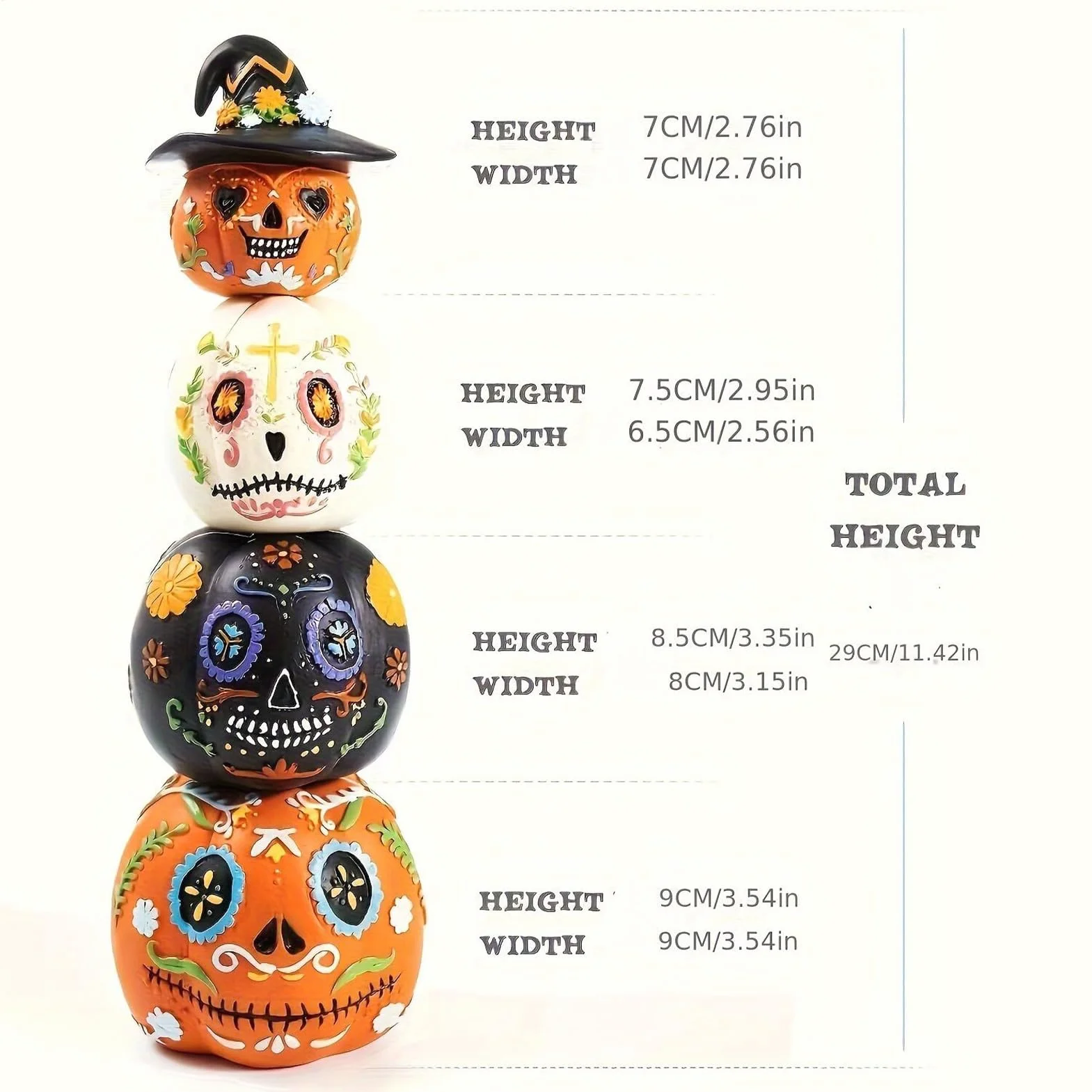 Zestaw dekoracji dyni, ozdoba z żywicy na Halloween, czteroczęściowa statuetka magnetyczna, świąteczna figurka do układania w stos, uroczy akcent świąteczny, dom korytarz biurko impreza sypialnia