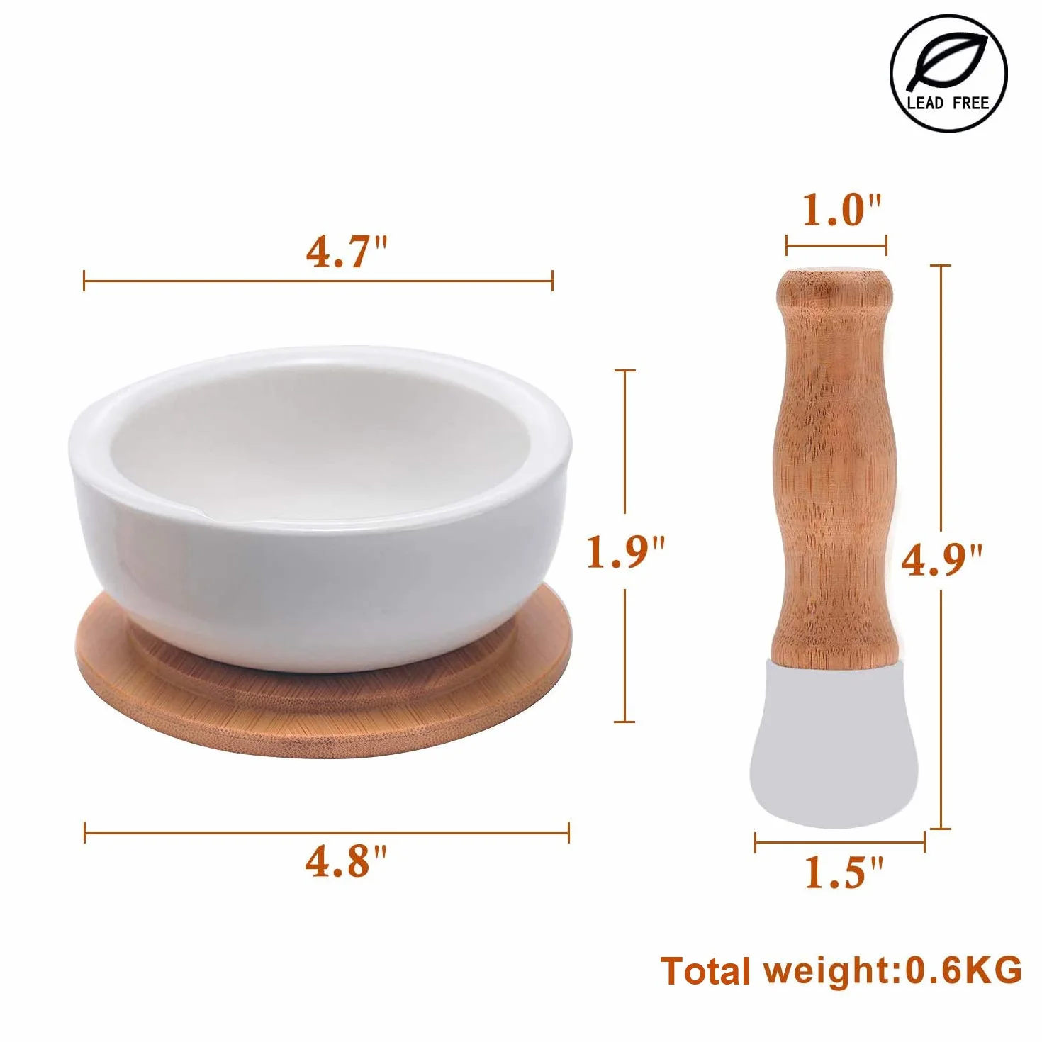 Porcelanowy zestaw moździerzów i tłuczków – kruszarka do tabletek, młynek do przypraw, miska na zioła, proszek pesto, molcajete do soli, pokrywka plus, antypoślizgowa podstawa