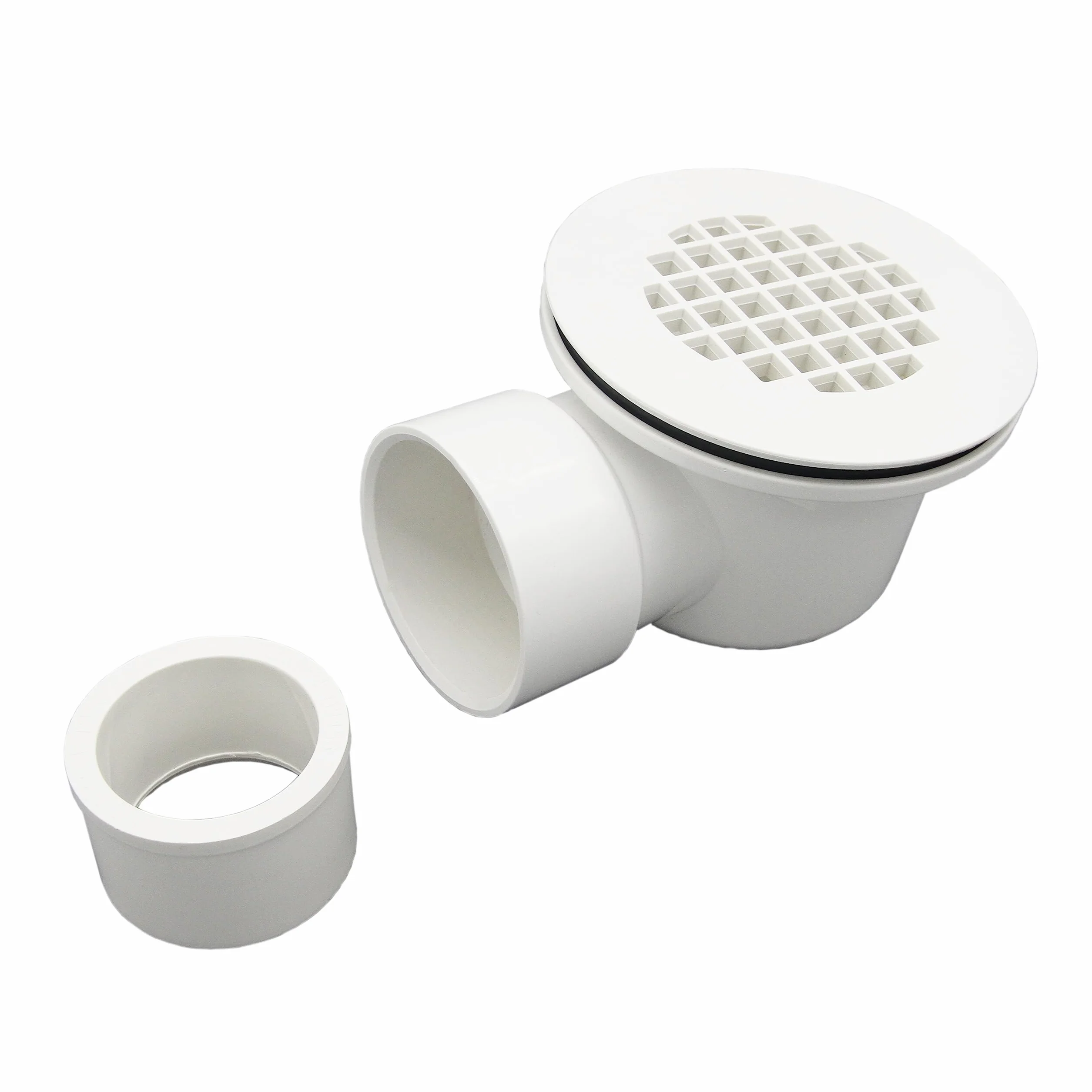 Niskoprofilowy odpływ prysznicowy 5 cm z reduktorem 5 cm x 1-1/5.1 cm i perforowanym sitkiem - zespół odpływu bocznego z PCW do wymiany podstawy prysznicowej i odpływu