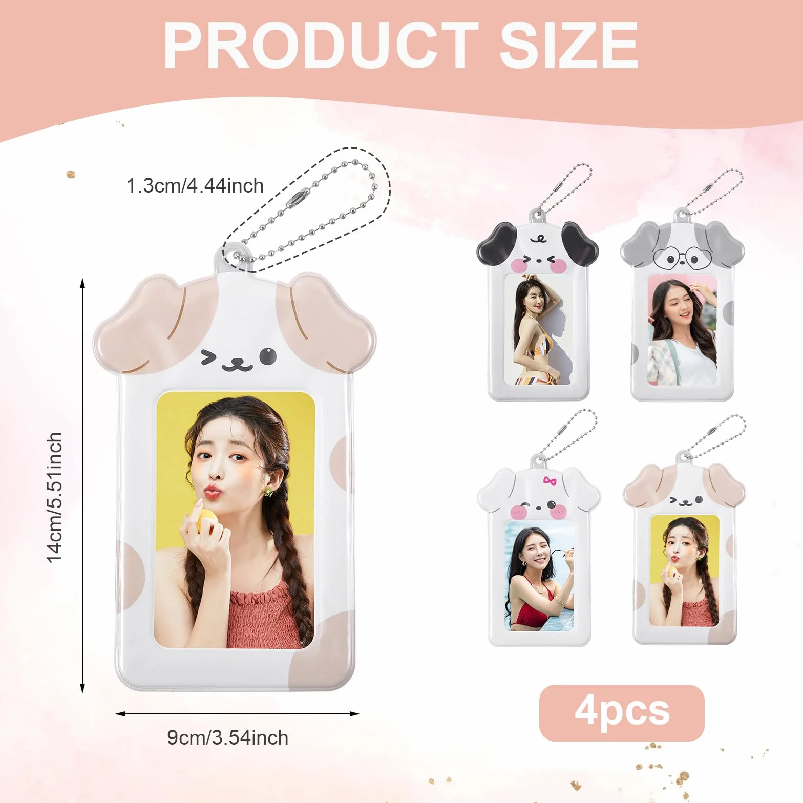 Yuanchu Kpop Uchwyt na karty fotograficzne z wisiorkiem w kształcie litery Kawaii do ramki na zdjęcia, dowód osobisty, 7,6 cm, uchwyt na dowód osobisty, uchwyt na dowód osobisty, uchwyt na kartę