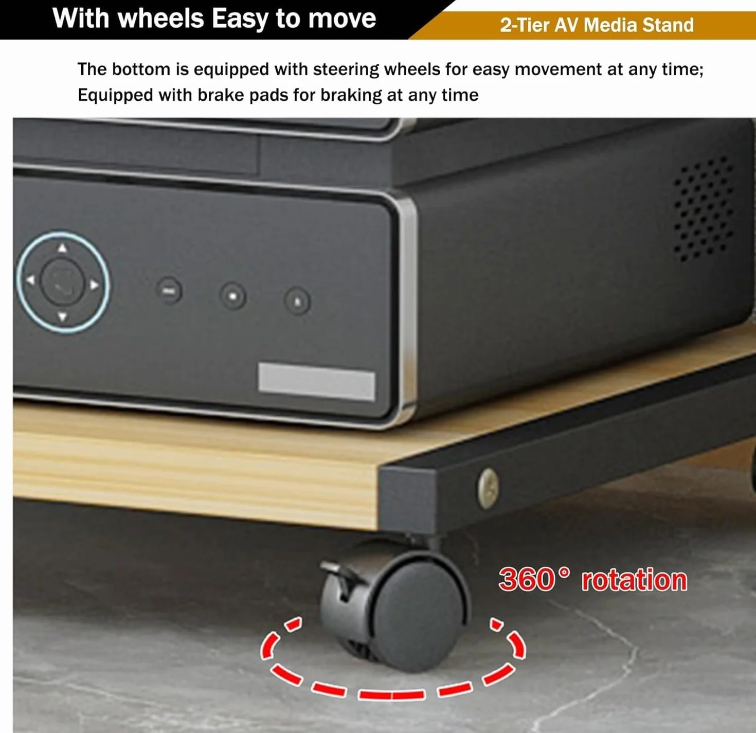 Stojak na sprzęt audio HiFi, 2-poziomowy stojak na sprzęt audio AV, półka na gramofon/konsolę do gier/DVD, drewniana szafka pod telewizor stereo, do salonów, pokojów gier i centrów rozrywki (natu
