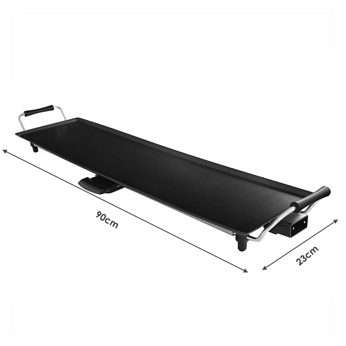COSTWAY Teppanyaki Grill Elektryczny 90 x 23 cm, Płyta Grillowa 1800 W z Powłoką Zapobiegającą Przywieraniu, 6 Drewnianych Szpatułek i Nieprzywierający Pierścień do Jajek