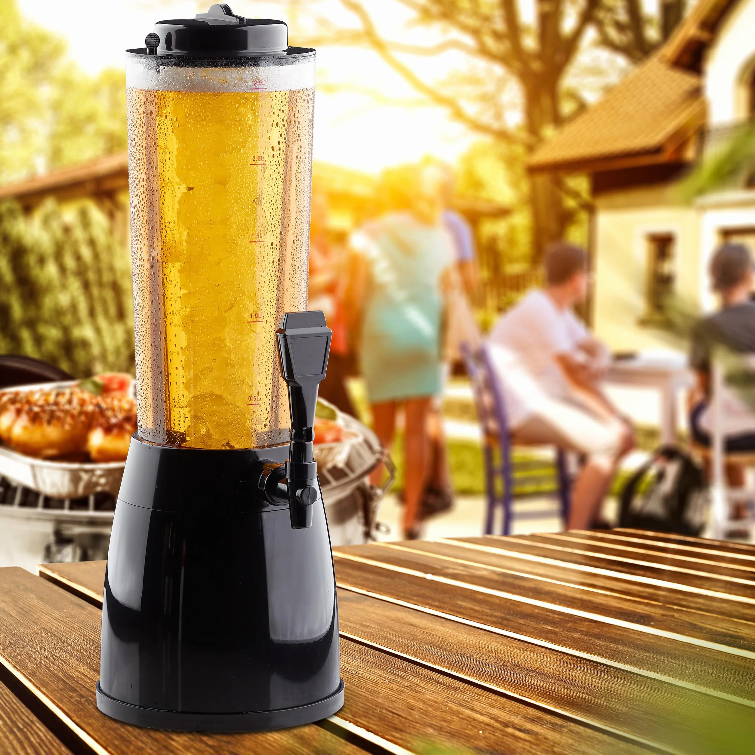 Relaxdays Kolumna piwa 2,5 l z chłodzeniem i kranikiem, dozownik do napojów, tworzywo sztuczne, kolorowy