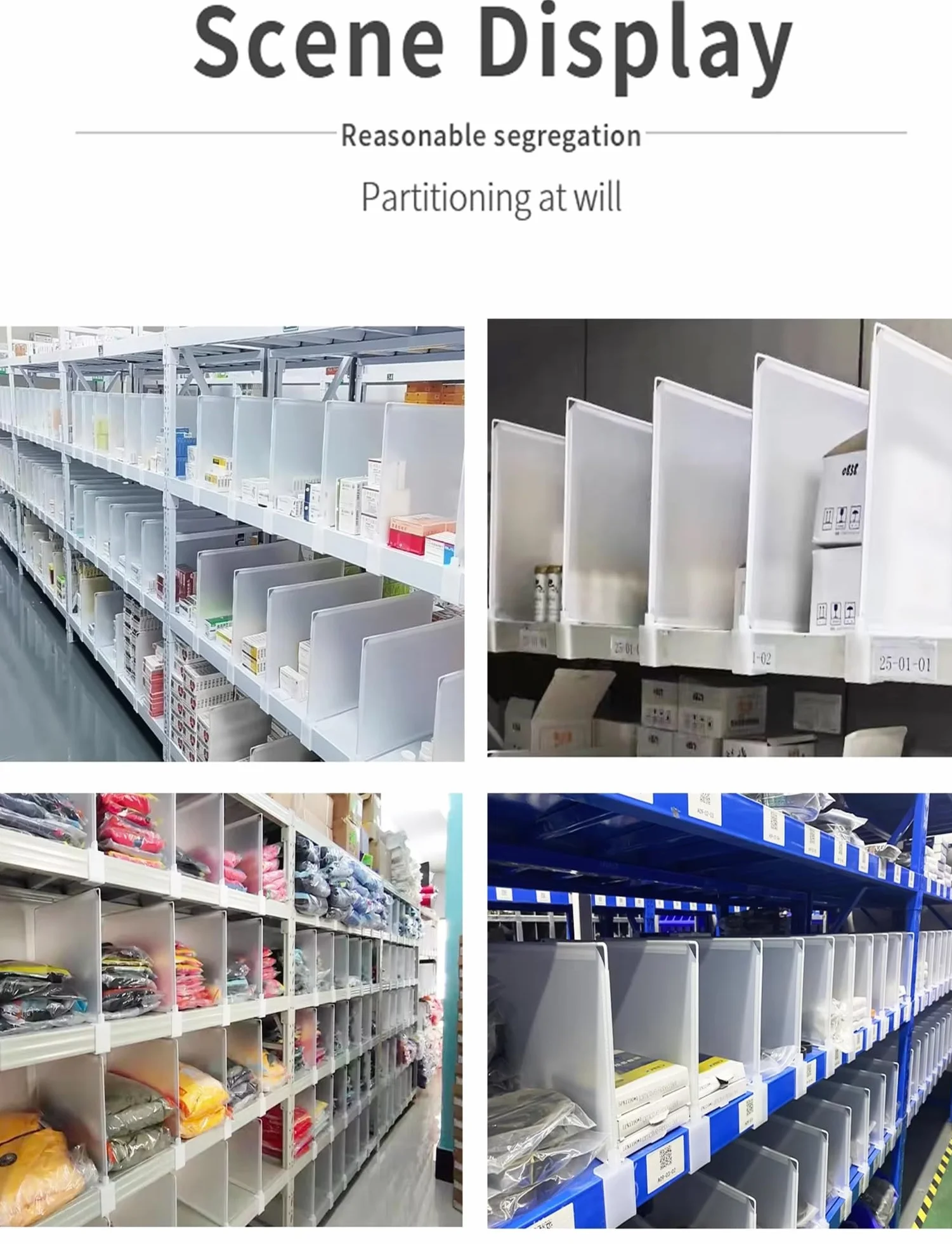 Regulowane plastikowe przegródki na półki, 4-pak do organizacji i przechowywania szafy, idealne na ubrania, książki, artykuły biurowe, wysokość 50 x 25 cm, rozmiar 50 x 25 cm