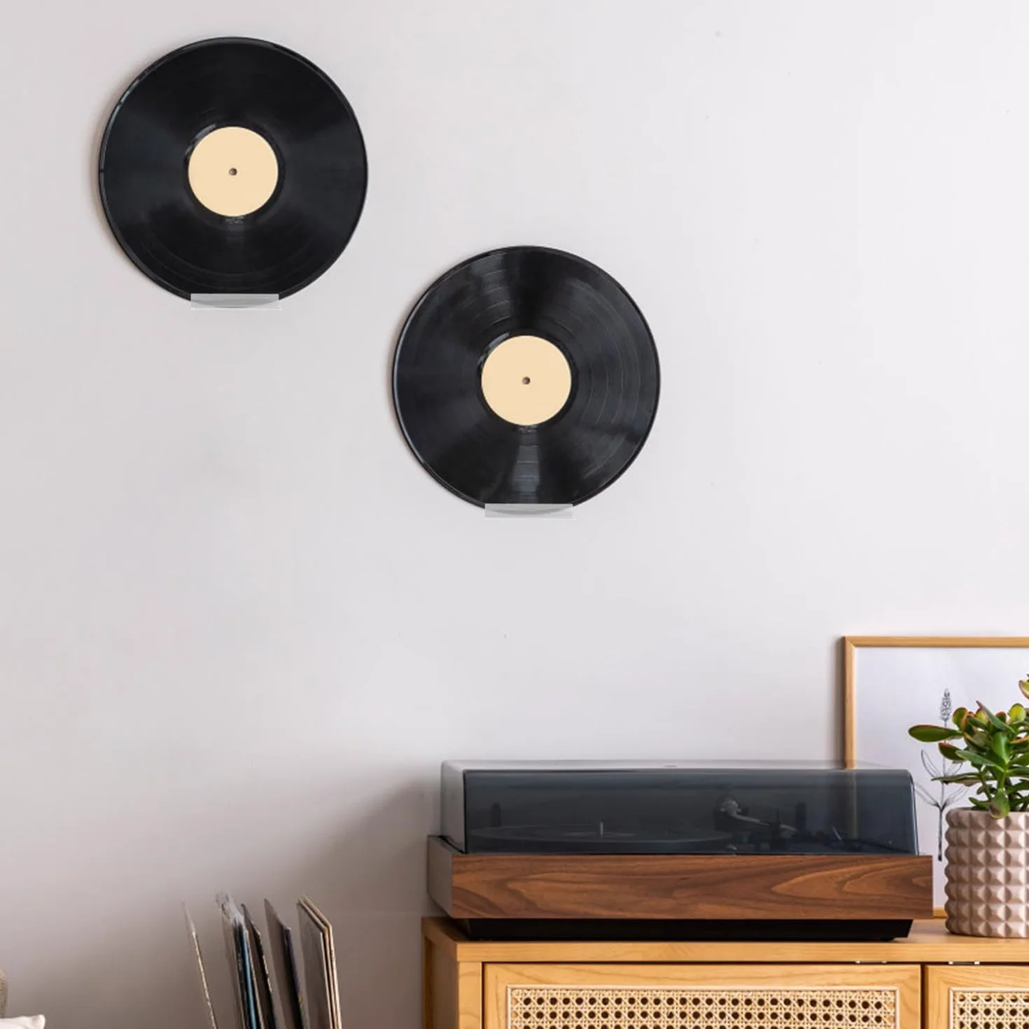 6 szt. 10cm Przezroczysty Stojak na Plyty Winylowe, Niewidoczny Akrylowy Stojak na Plyty Plywajaca Pólka na Plyty do Codziennego Wyswietlania plyt CD/LP Sluchania