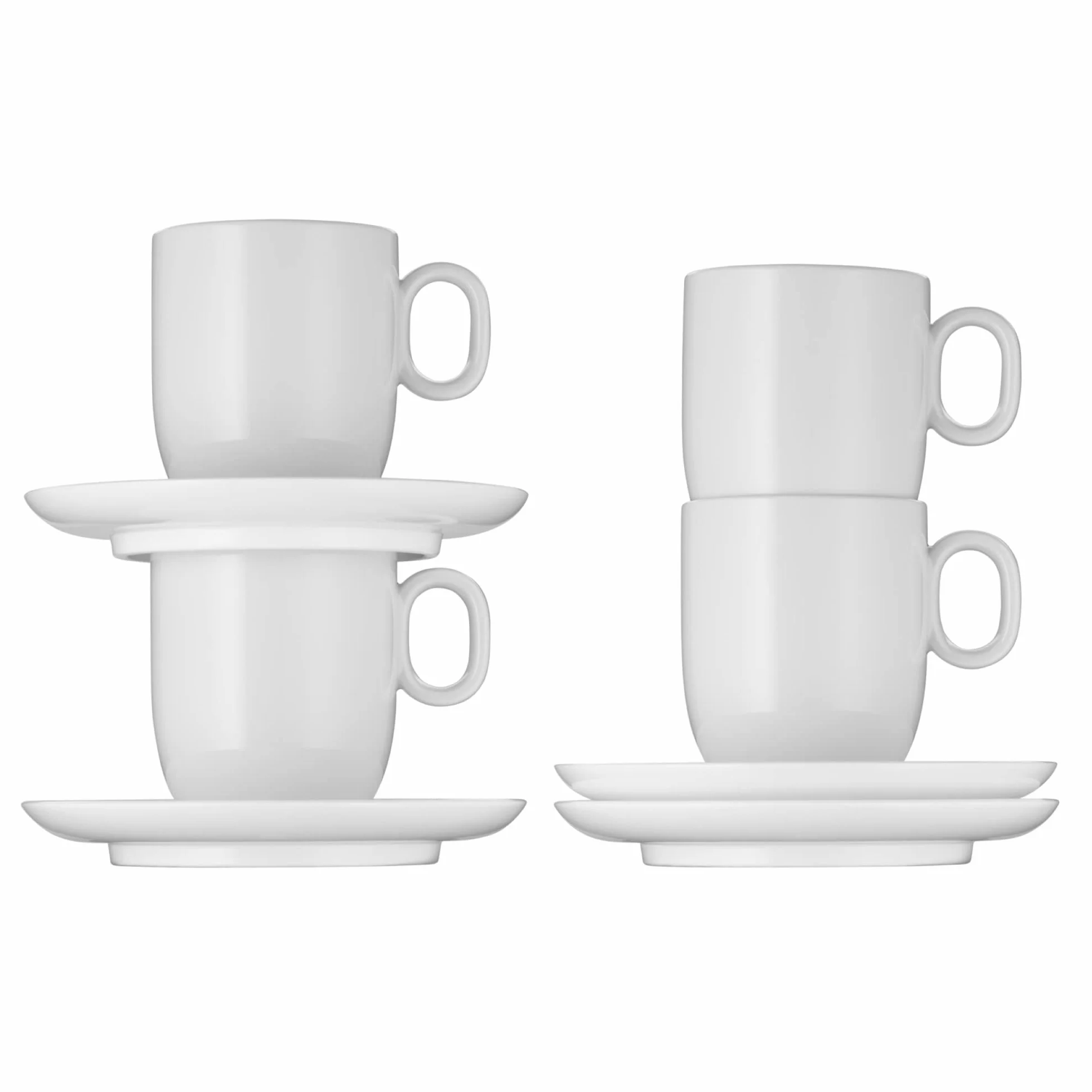 WMF Barista 4-częściowy zestaw filiżanek do kawy, dwie filiżanki do kawy 170 ml ze spodkami do Cafè Crème, filiżanki do cappuccino, porcelanowe szklanki do kawy, nadają się do mycia w zmywarce, kolor