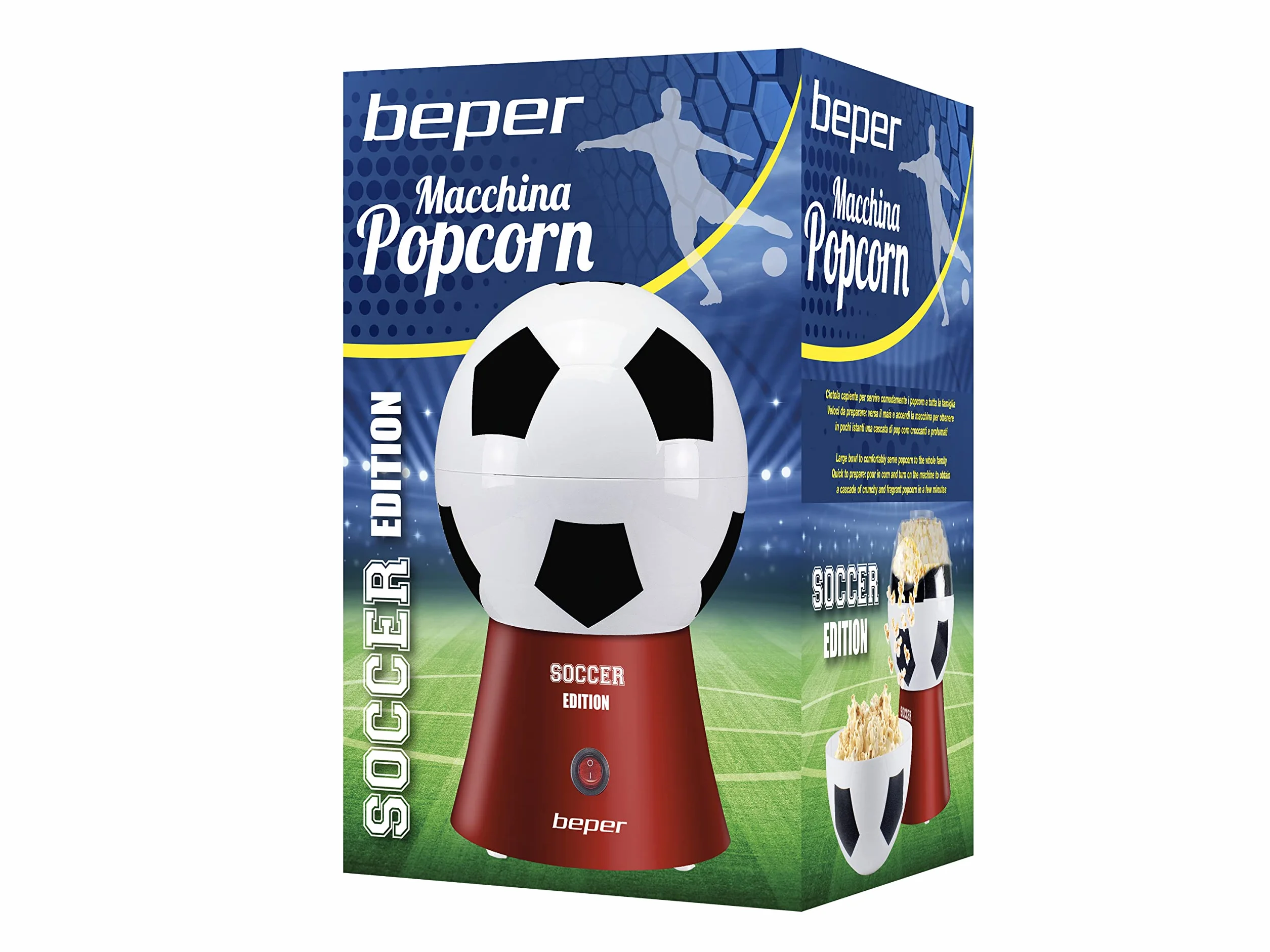 BEPER P101CUD051 Maszyna do popcornu Football Edition beztłuszczowa 3 minuty