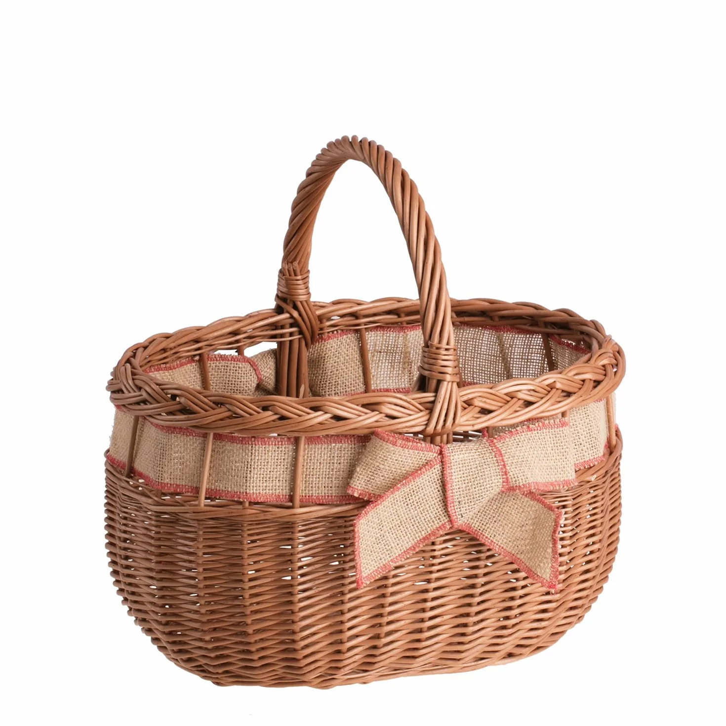 e-wicker24 Koszyk na zakupy z wikliny, kosz na prezent w naturalnym kolorze