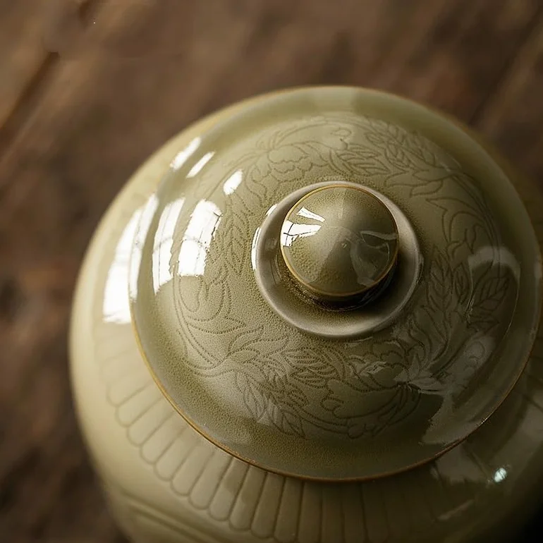 HLTYGWX Pojemnik na herbatę Pojemnik ceramiczny do przechowywania słoika Ręcznie robiona ceramiczna puszka na herbatę Domowa kuchnia Herbata zamknięta puszka Puszka na herbatę