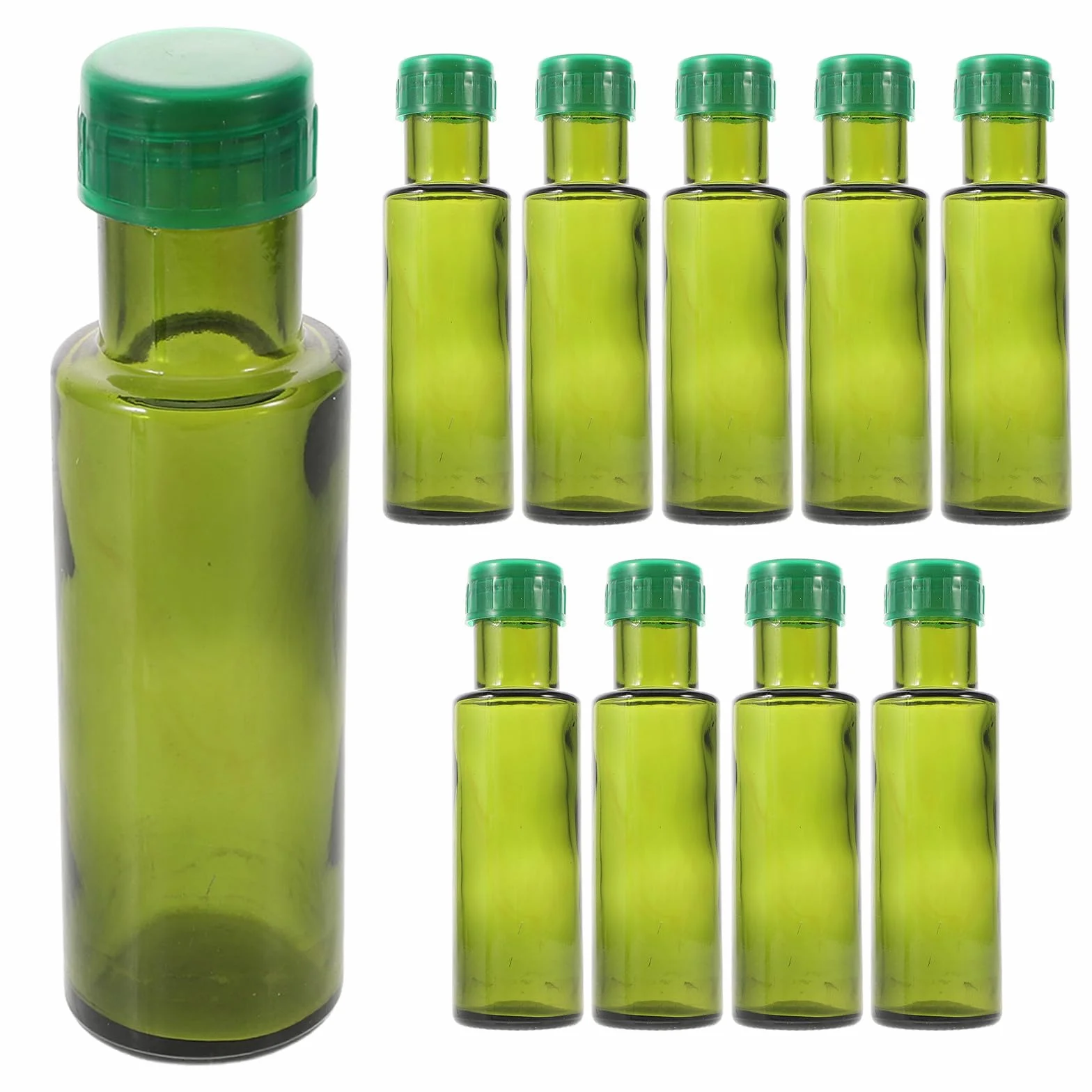10 butelek szklanych na oliwę z oliwek z nakrętką - 3 uncje/100 ml Mini hermetyczny dozownik do olejów kuchennych, octów, dressingów i sosów - Szklane butelki wielokrotnego użytku do