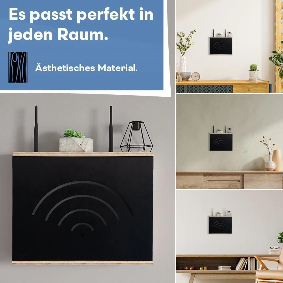 MOE UHANE Szafka do przechowywania routerów, skrzynka na routery, skrzynka na routery, skrzynka ścienna, półka WiFi, wyprodukowana w UE (40 x 9,5 x 32)