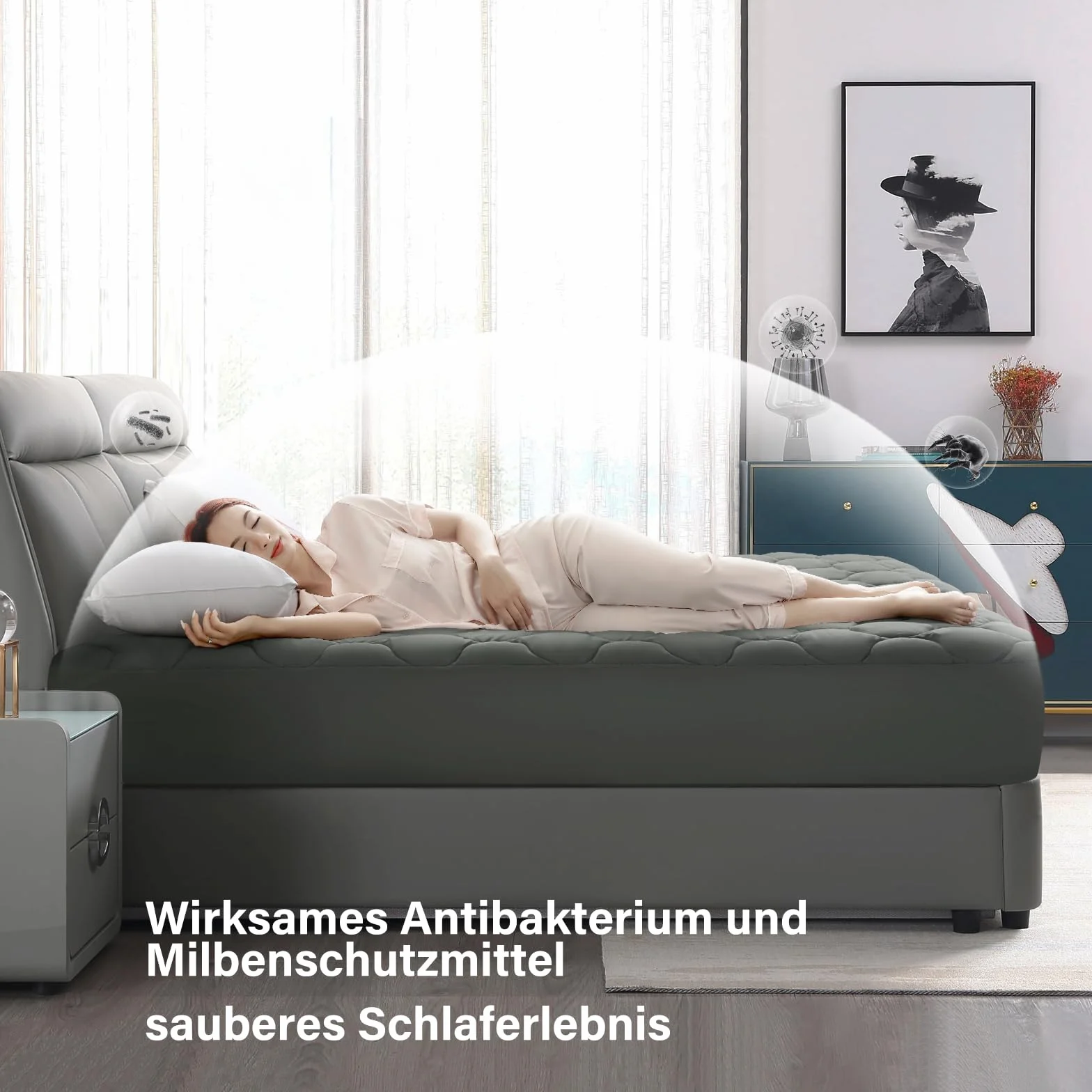 Materac wierzchni 120 x 200 cm nakładka pikowana oddychająca z głębokimi kieszeniami ochraniacz do prania