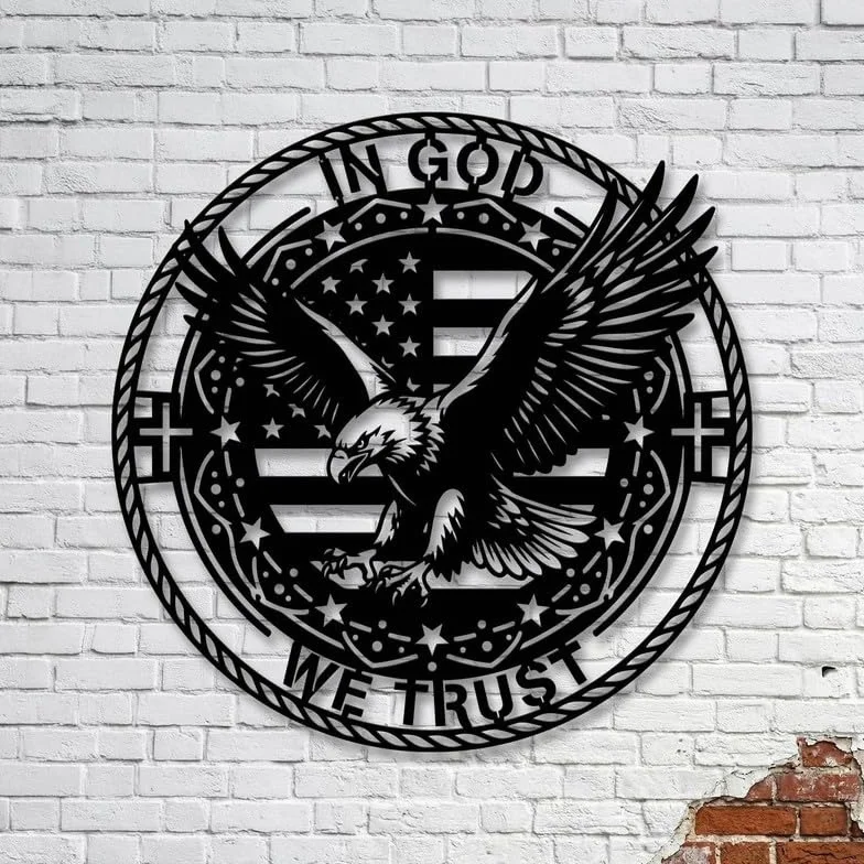 Metalowa dekoracja ścienna z czarnym orłem i flagą USA, metalowa chrześcijańska, patriotyczna dekoracja ścienna z orłem bielikiem, nowoczesna dekoracja ścienna z krzyżem do salonu, sypialni,