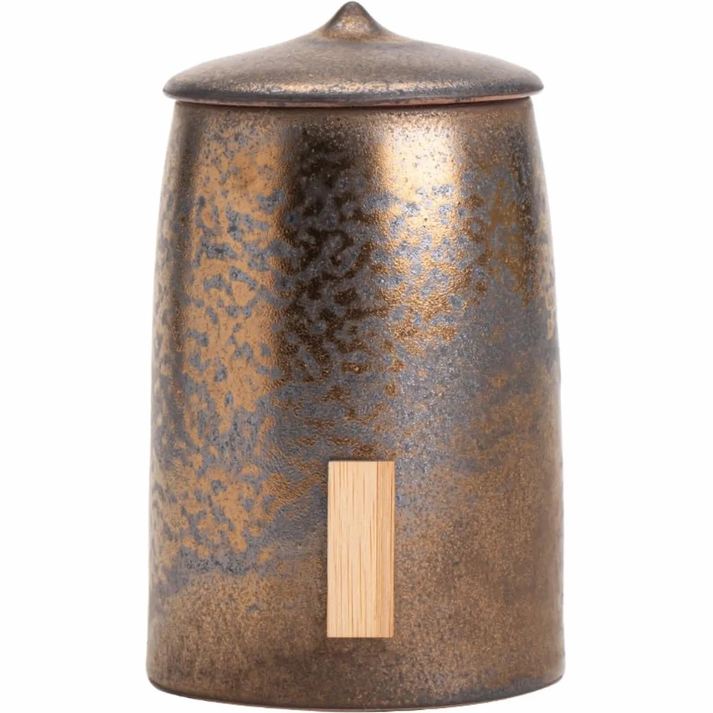 XYNSNDB Słoik cukru Chiński retro pozłacany żelazny kapelusz Bambusowy kapelusz Puszka na herbatę Ceramiczne przechowywanie herbaty o dużej pojemności Puszka na herbatę Zamknięta puszka do użytku