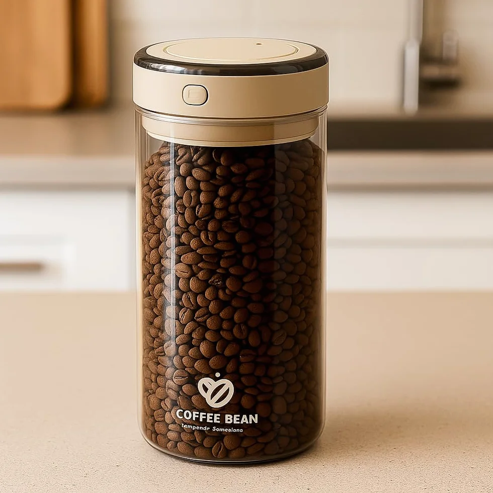 Hermetico Cafe pojemnik 1700 ml, pojemnik na kawę hermetyczną z próżniową pokrywką, przezroczysty pojemnik na kawę ziarnistą, herbatę, orzechy, kakao