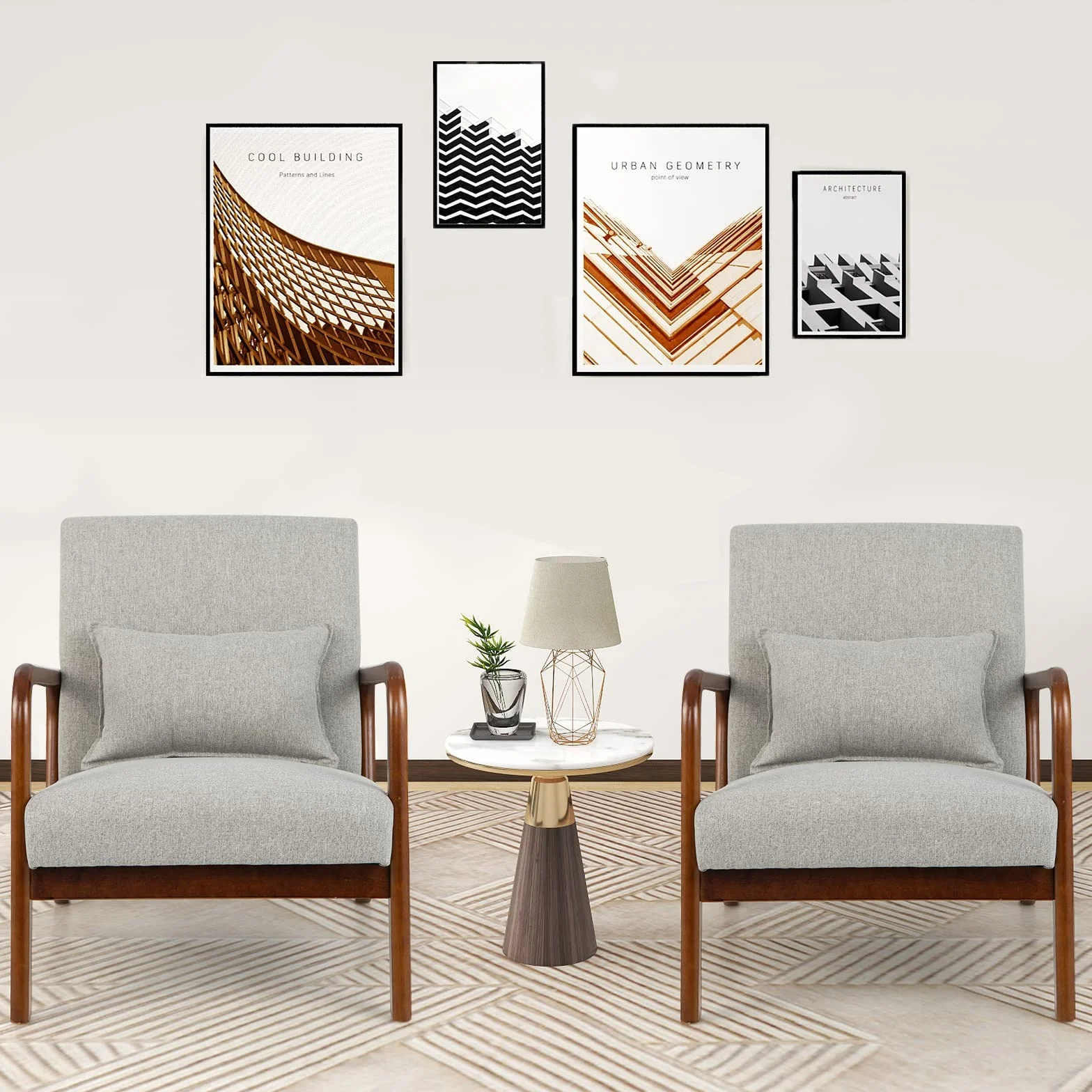 COSTWAY Fotel do salonu, tapicerowany, nowoczesne krzesło, drewno, z podłokietnikami, jednoosobowa sofa do salonu, sypialni, 65 x 79 x 77 cm, szary