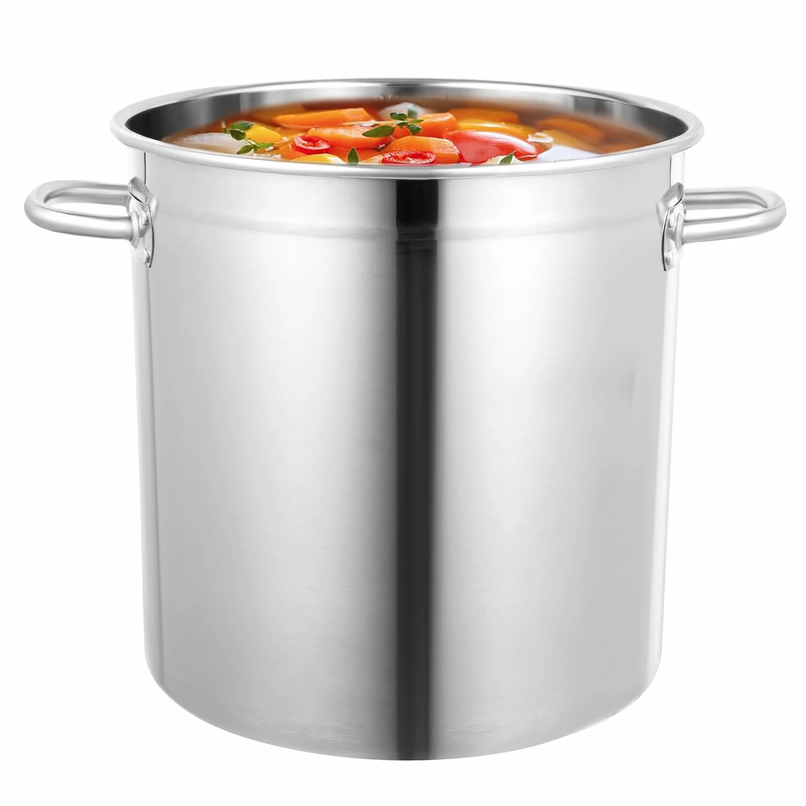Duży garnek do zupy ze stali nierdzewnej, 35 l, stal nierdzewna 201, grubość płyty 1 mm, gulasz uniwersalny z uchwytami z zimnego metalu, pokrywka do wszystkich rodzajów kuchenek, duży zestaw garnków