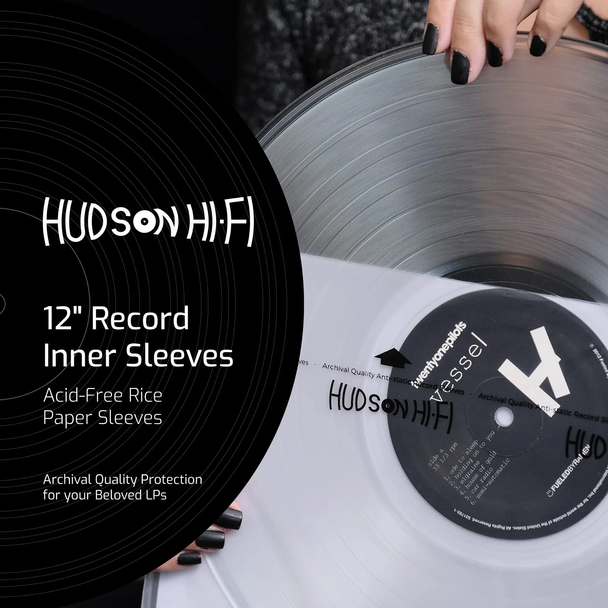 Hudson Hi-Fi Antystatyczne rękawy wewnętrzne płyty winylowej – ochronny rękaw wewnętrzny z płyty winylowej, opakowanie 500 sztuk, chroń swoje albumy LP przed zadrapaniami, kurzem i brudem, bezkwasowe