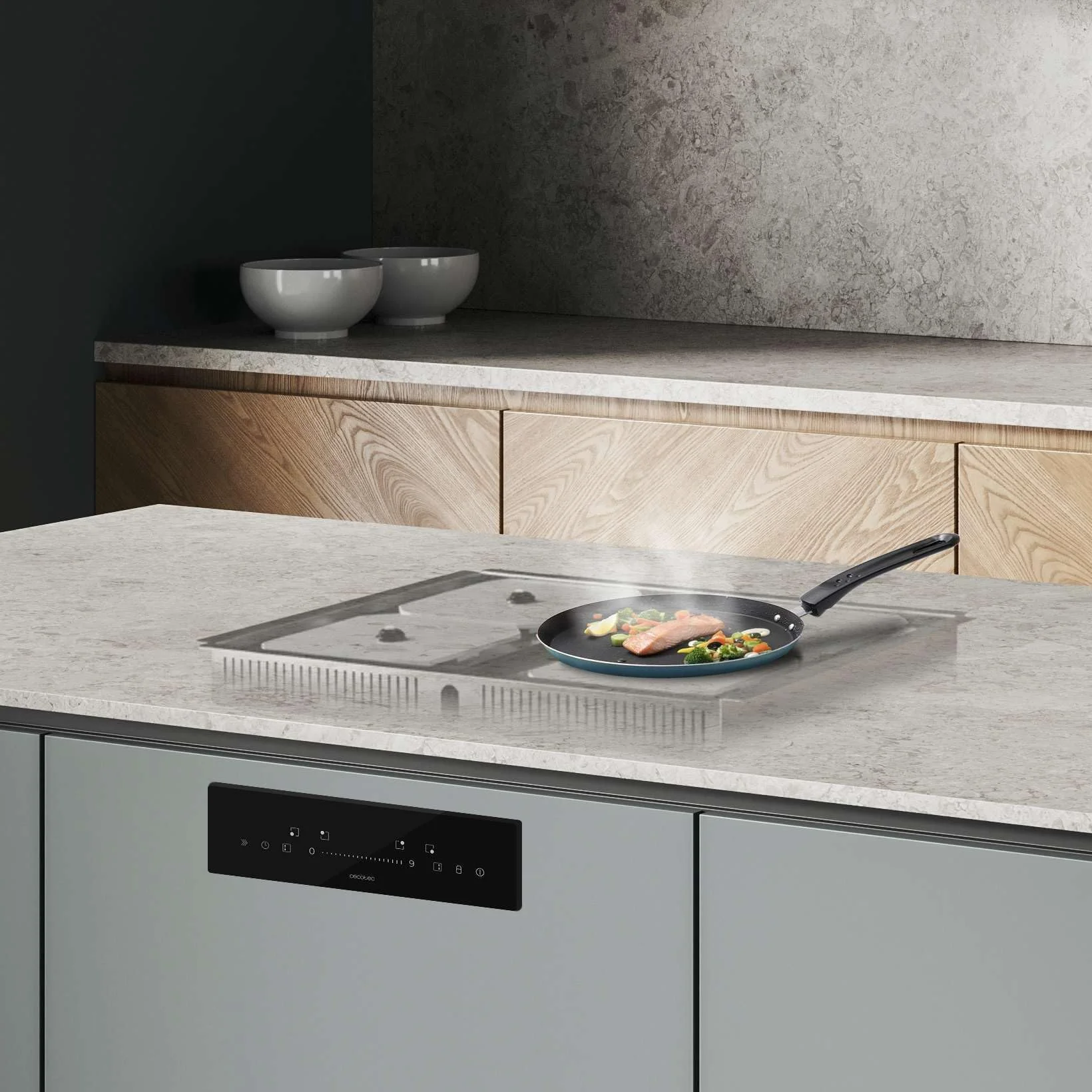 Cecotec Niewidoczna płyta indukcyjna 60 cm Bolero Squad I 4300 Invisible FullFlex. 7200W, panel z suwakiem, strefami FullFlex, 9 prędkościami i funkcją wzmacniacza, timer, blokada bezpieczeństwa