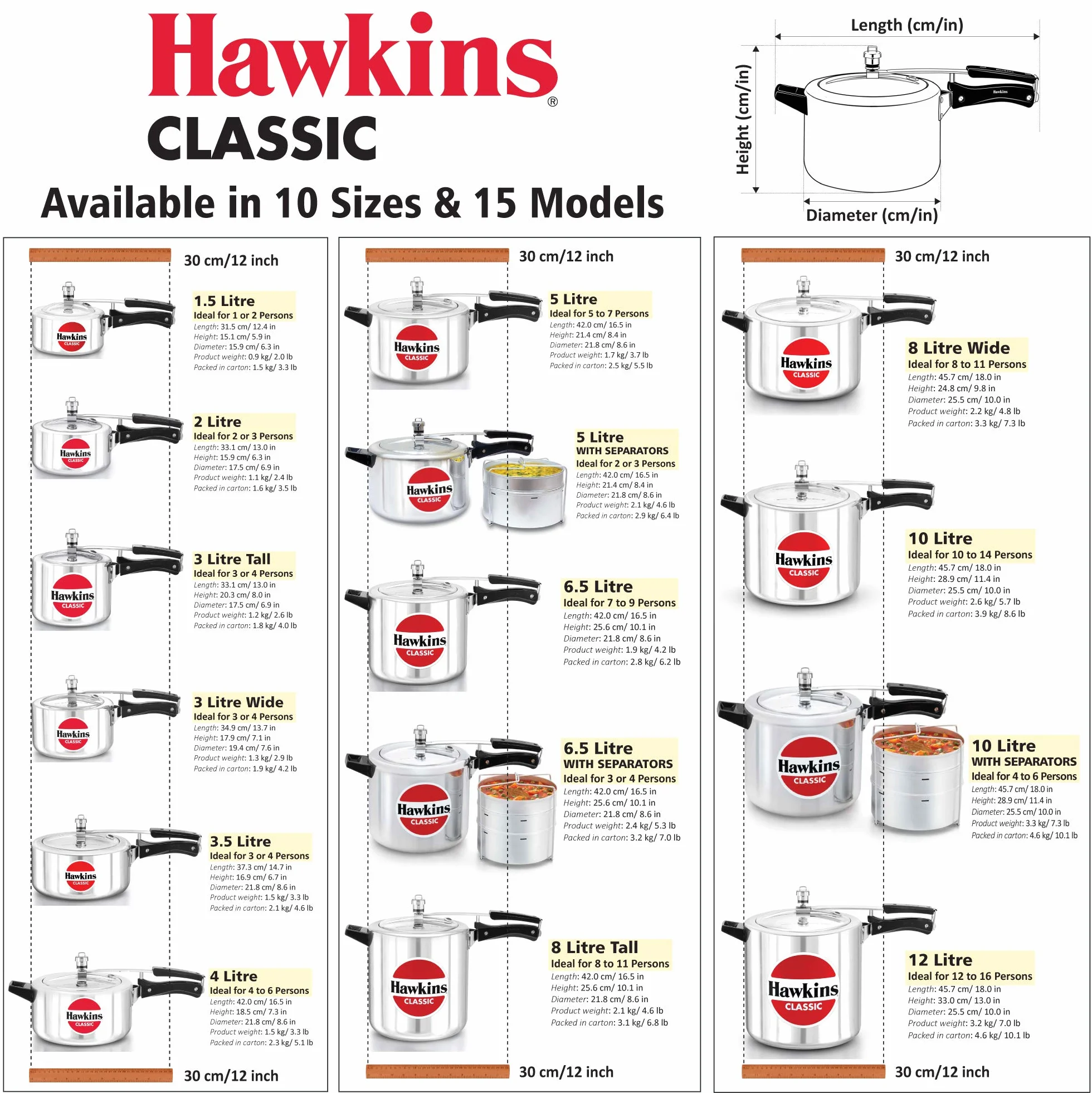 HAWKINS Classic CL40 Szybkowar aluminiowy, 4 l, mały, srebrny