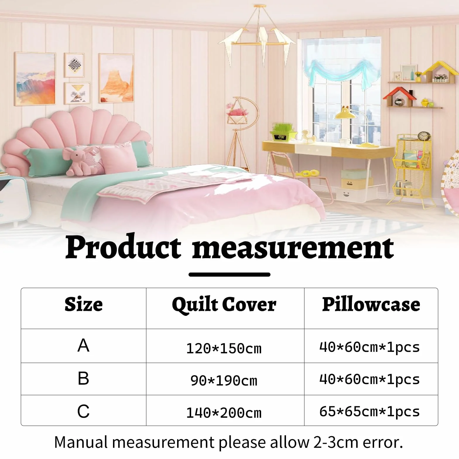 Zestaw pościeli dla dziewczynek w kolorach tęczy, poszewka na poduszkę 65x65 cm, poszwa na kołdrę 140x200 cm, pościel w stylu kreskówkowym z chmurami z łatwym do otwierania zamkiem