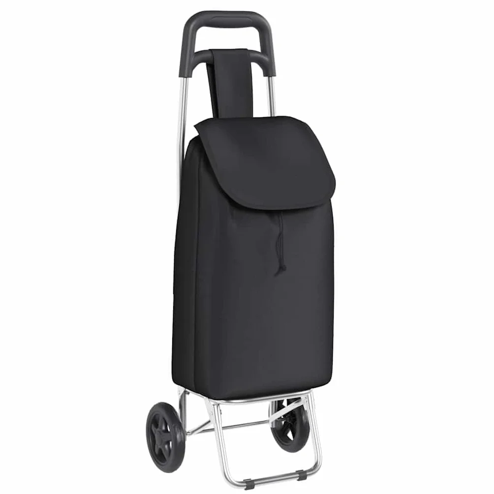 vidaXL Wózek na zakupy Czarny 35 x 28 x 92 cm Tkanina Oxford, Poręczny, nowoczesny wózek zakupowy, składany, lekki, wodoodporny do użytku wewnętrznego