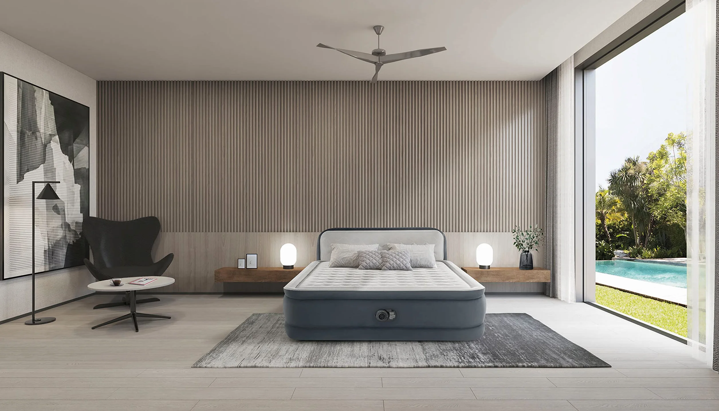 Intex 64448ND - Materasso Dura-Beam Ultra Plush Headboard Autogonfiante, 152x236x86 cm